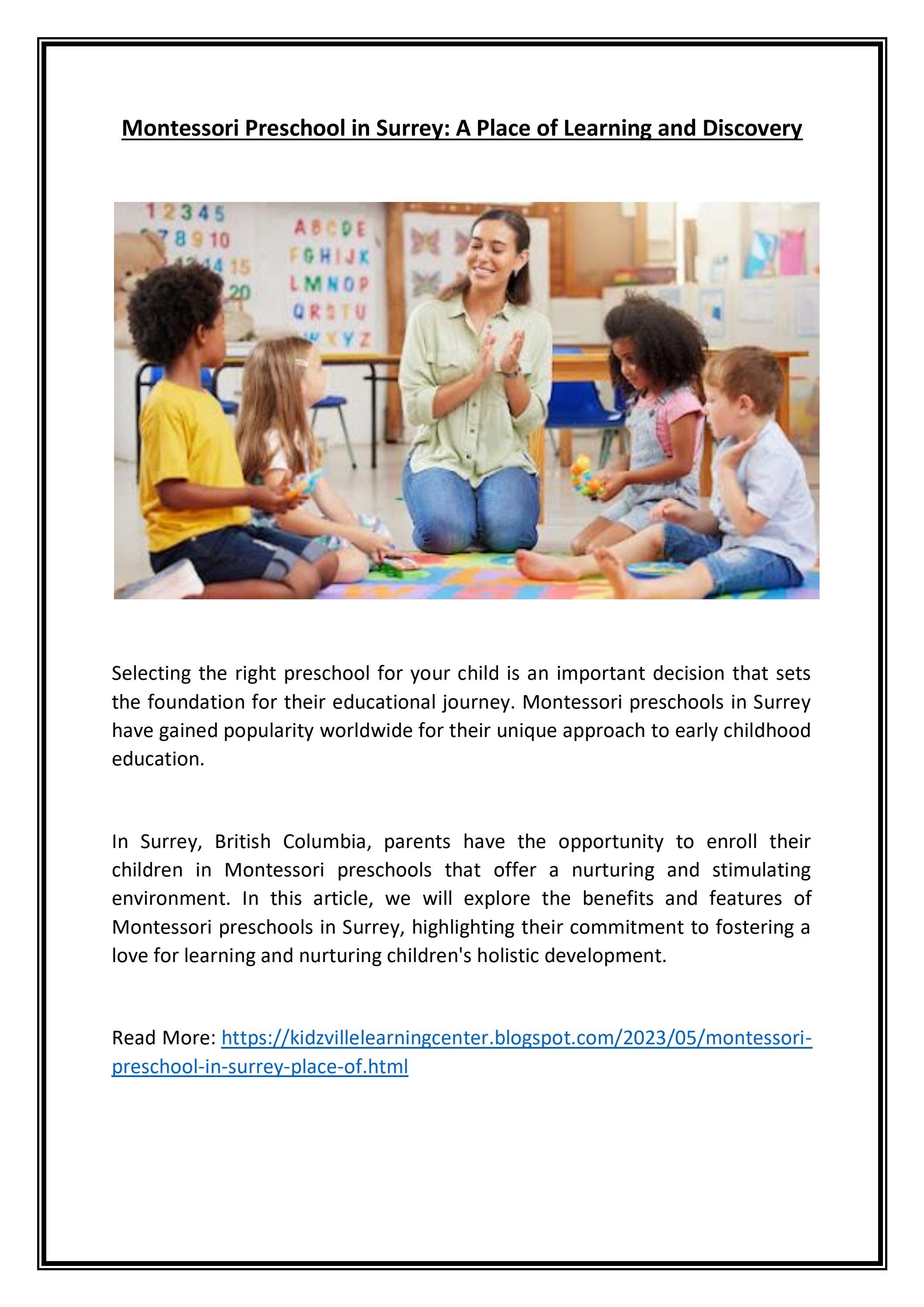Top Best Daycare for toddlers and its Impact by KidzvilleLearningCenter Issuu