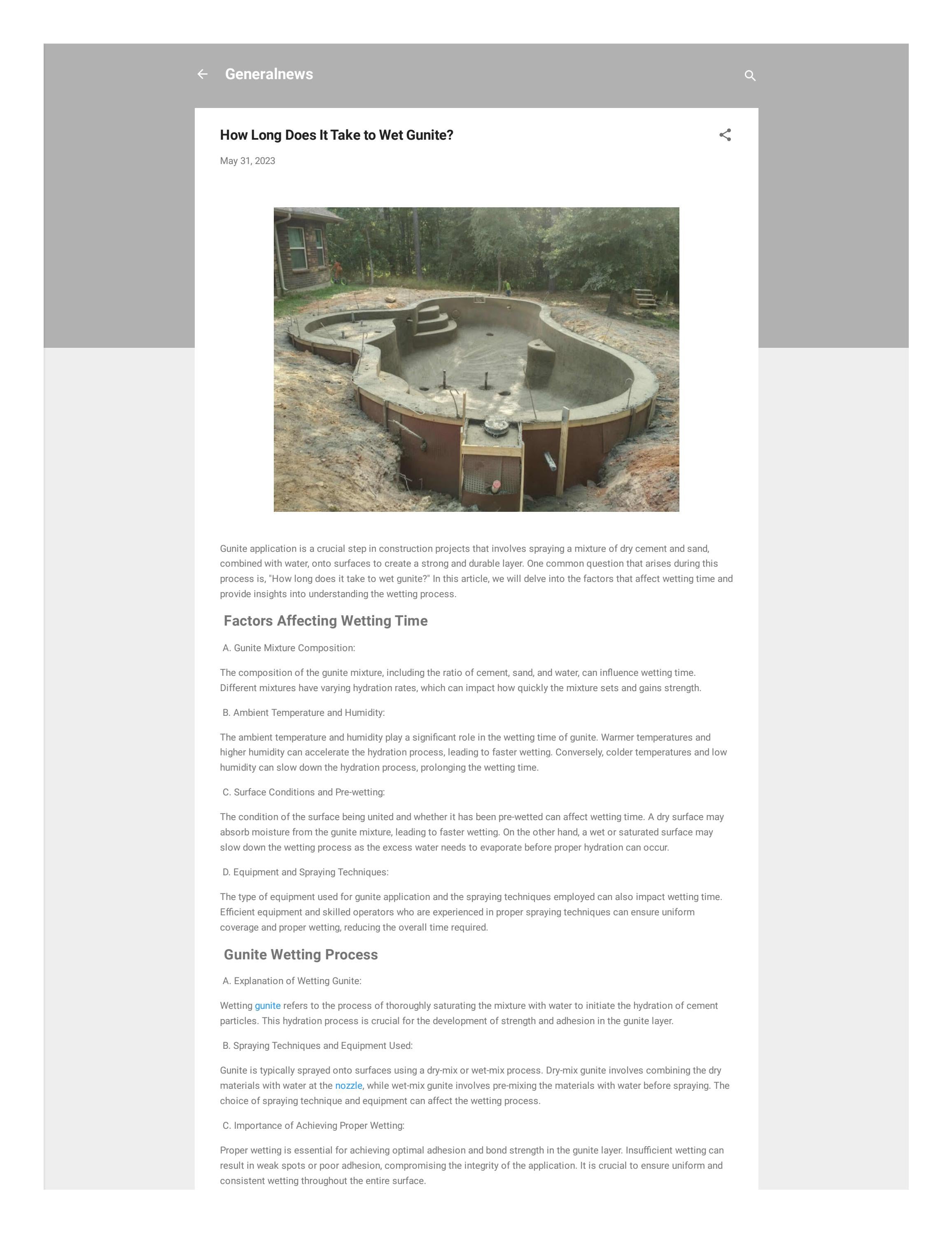 How Long Does It Take to Wet Gunite by Kevin Smith Issuu