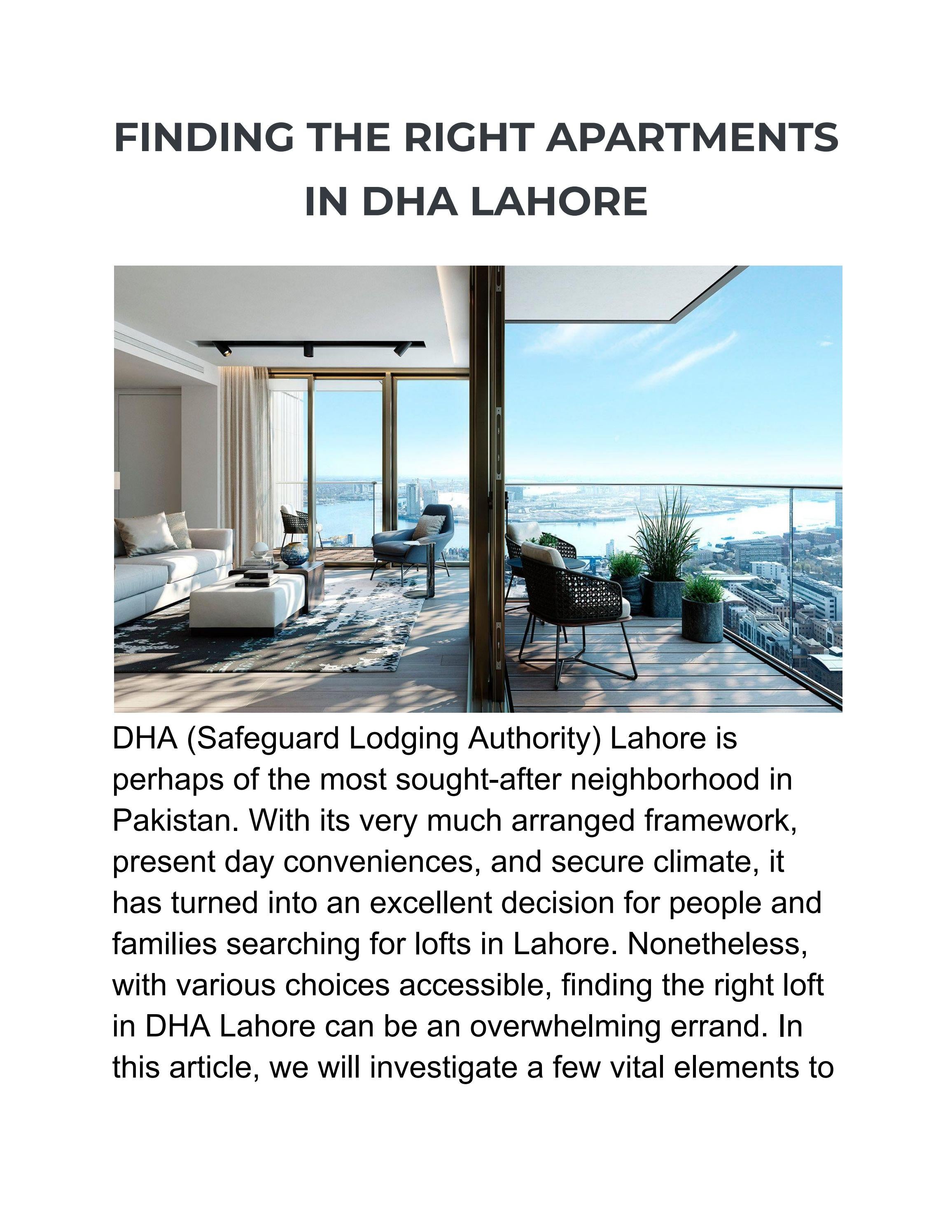 The title of youFINDING THE RIGHT APARTMENTS IN DHA LAHOREr publication ...