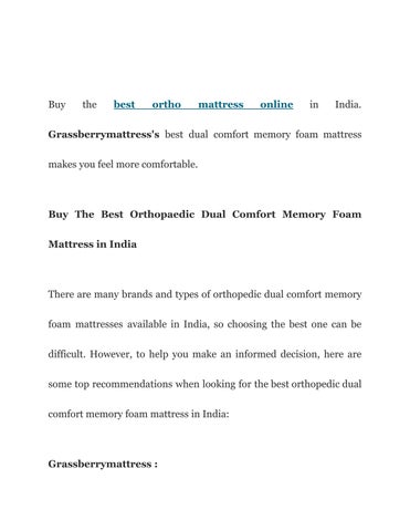 Orthopedic Memory Foam 床垫 在线版 at Best Price in India — Grassberrymattress.com 第 2 页