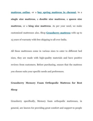 Orthopedic Memory Foam 床垫 在线版 at Best Price in India — Grassberrymattress.com 第 4 页