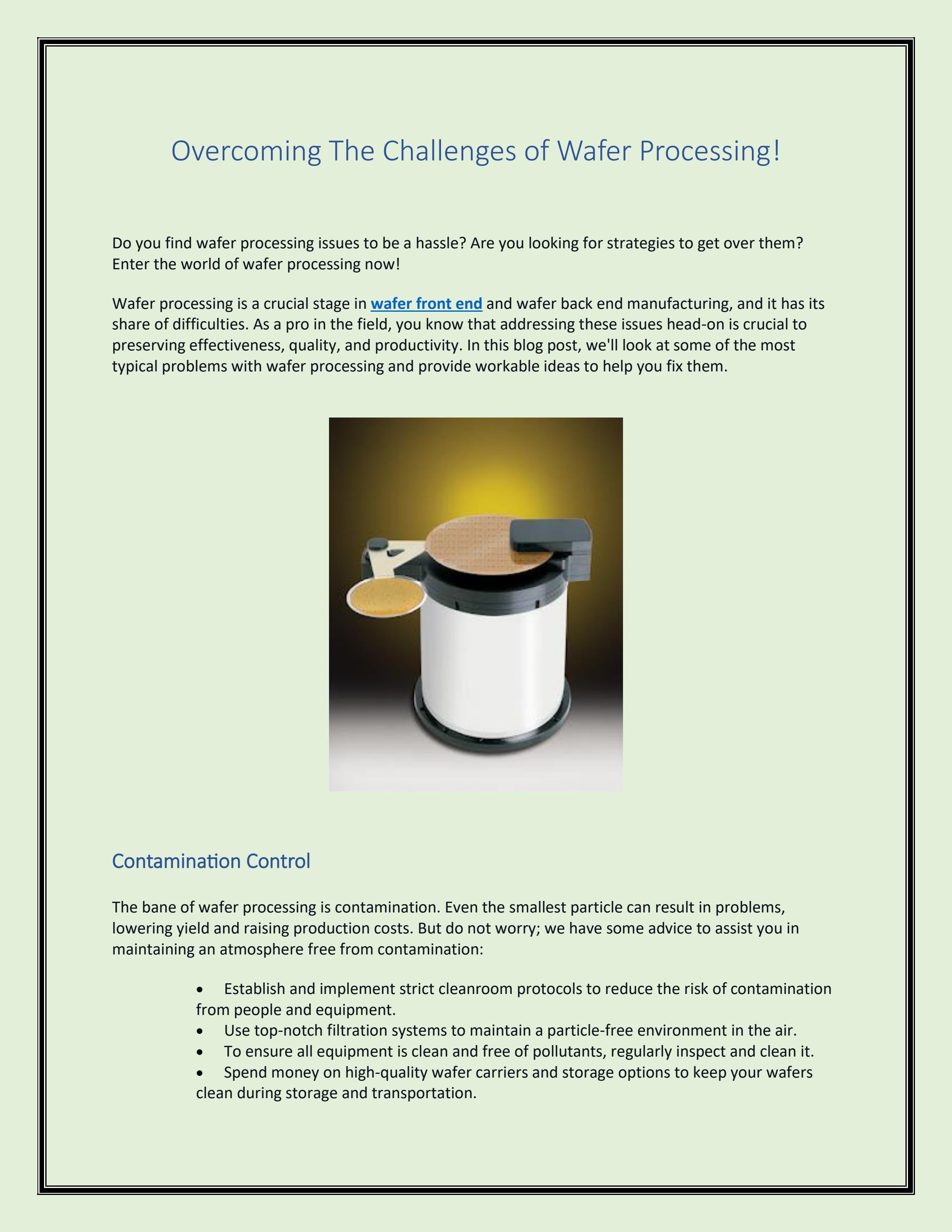Overcoming The Challenges of Wafer Processing! by Kensington Labs - Issuu