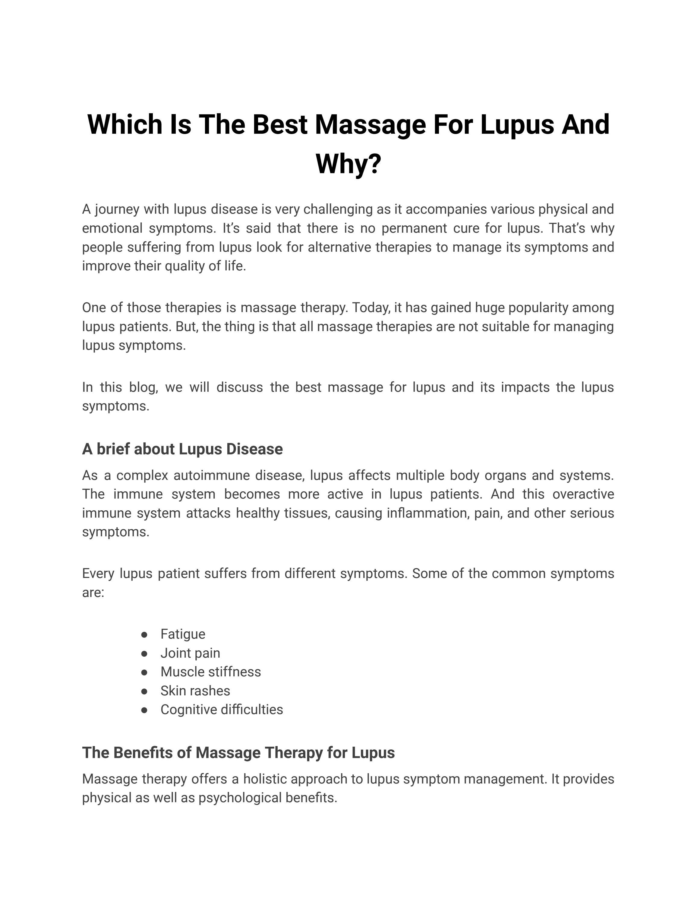 Which Is The Best Massage For Lupus And Why? by justin shelley Issuu