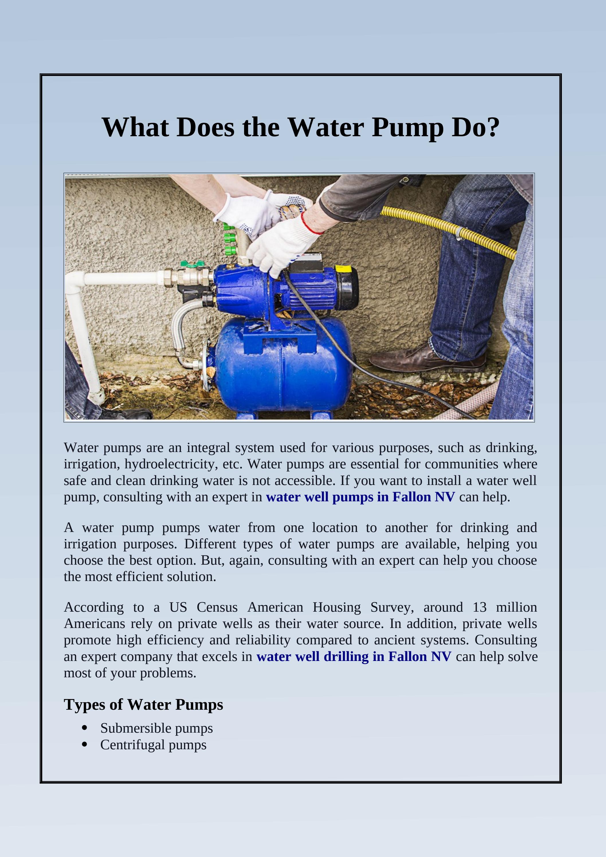 Uses of Different Types of Water Pumps by Bruce MacKay Pump & Well Service, Inc. Issuu