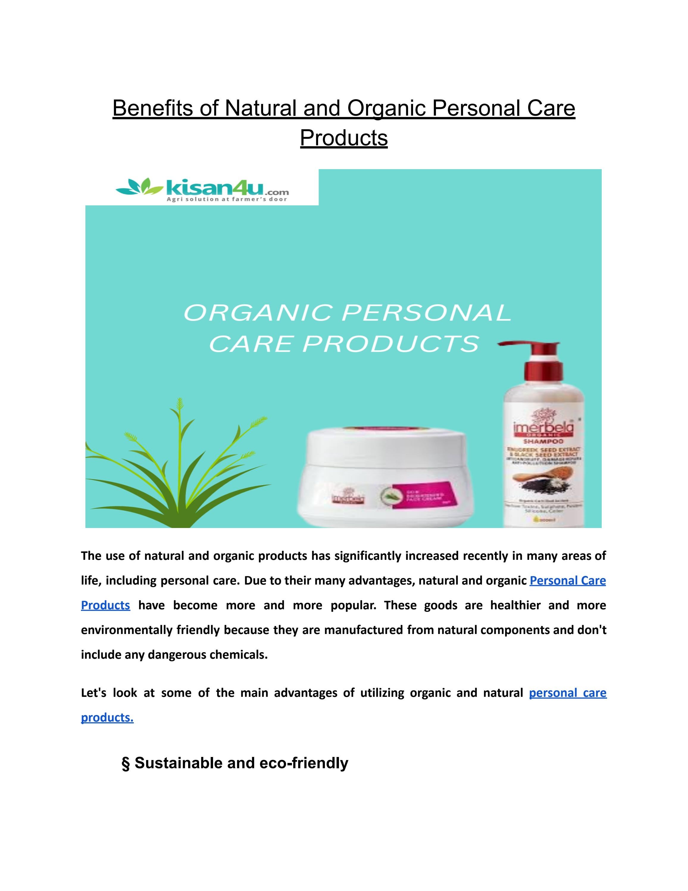 Benefits of Natural and Organic Personal Care Products by kashif ahmed
