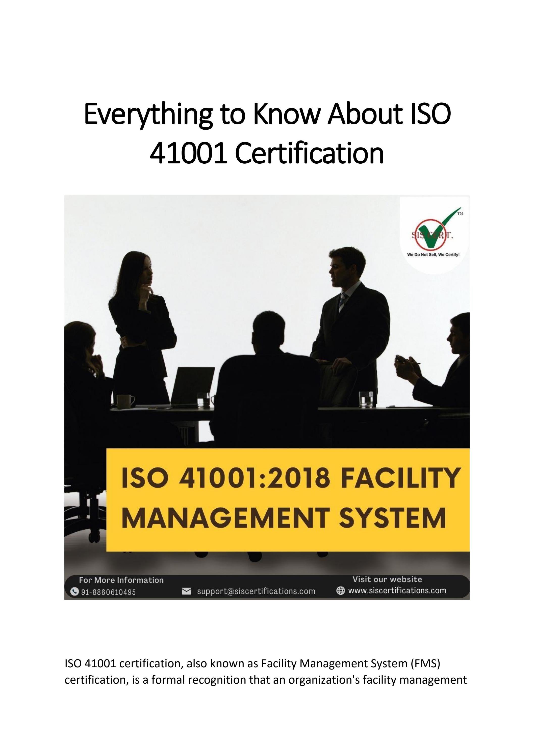 Everything To Know About ISO 41001 Certification by SIS CERTIFICATIONS