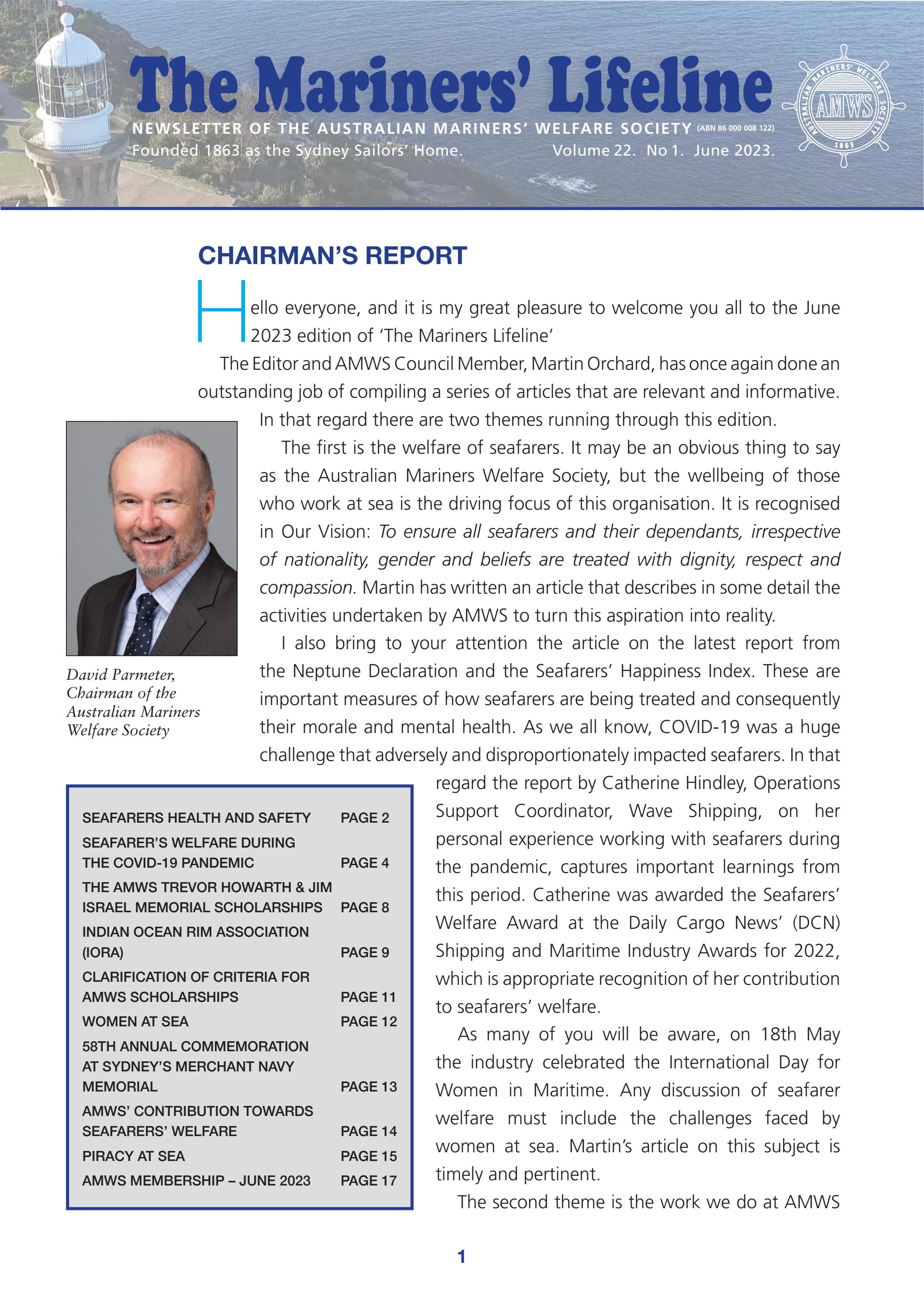 The Mariners' Lifeline June 2023 by Australian Mariners Welfare Society ...