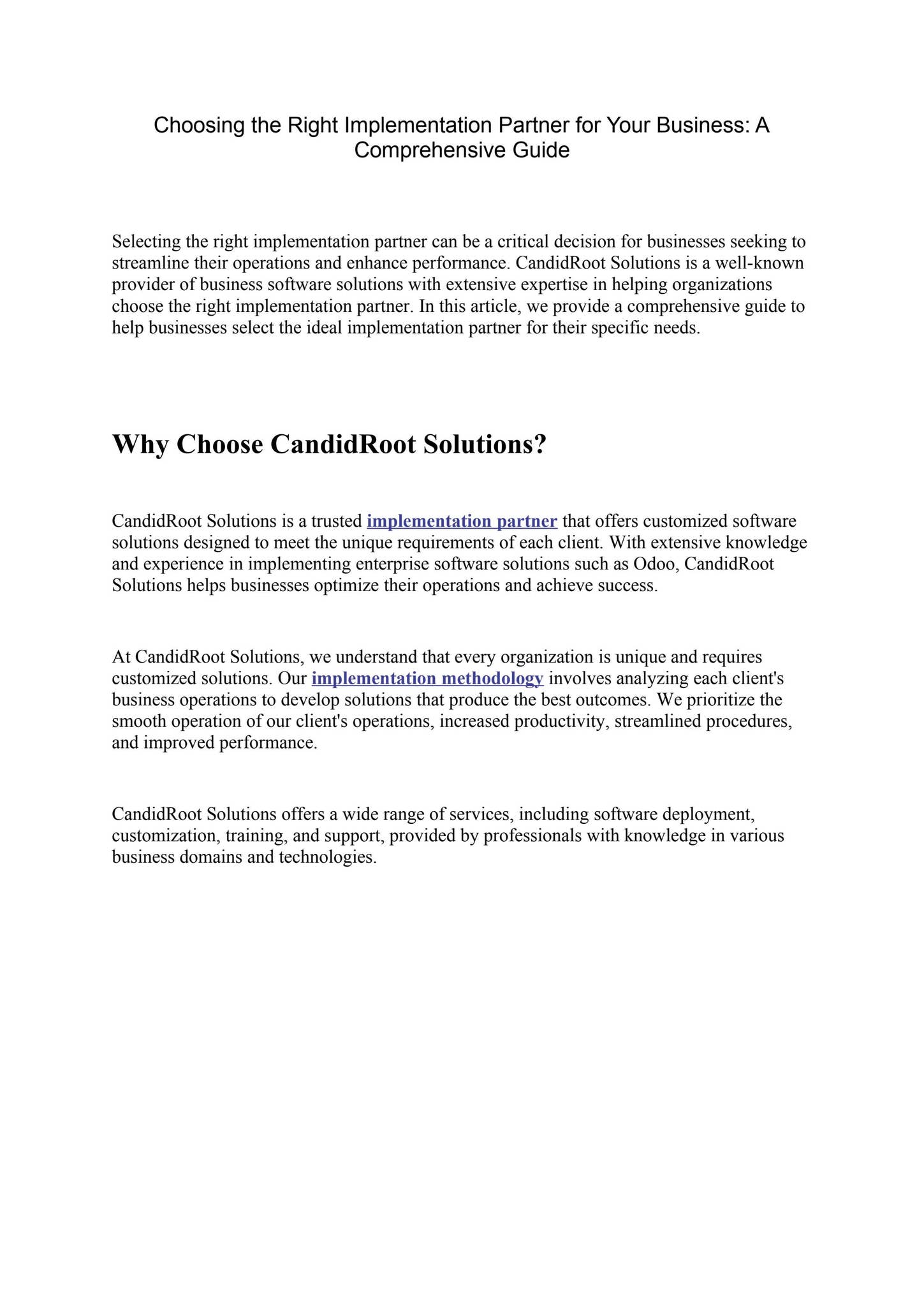Choosing the Right Implementation Partner for Your Business: A ...