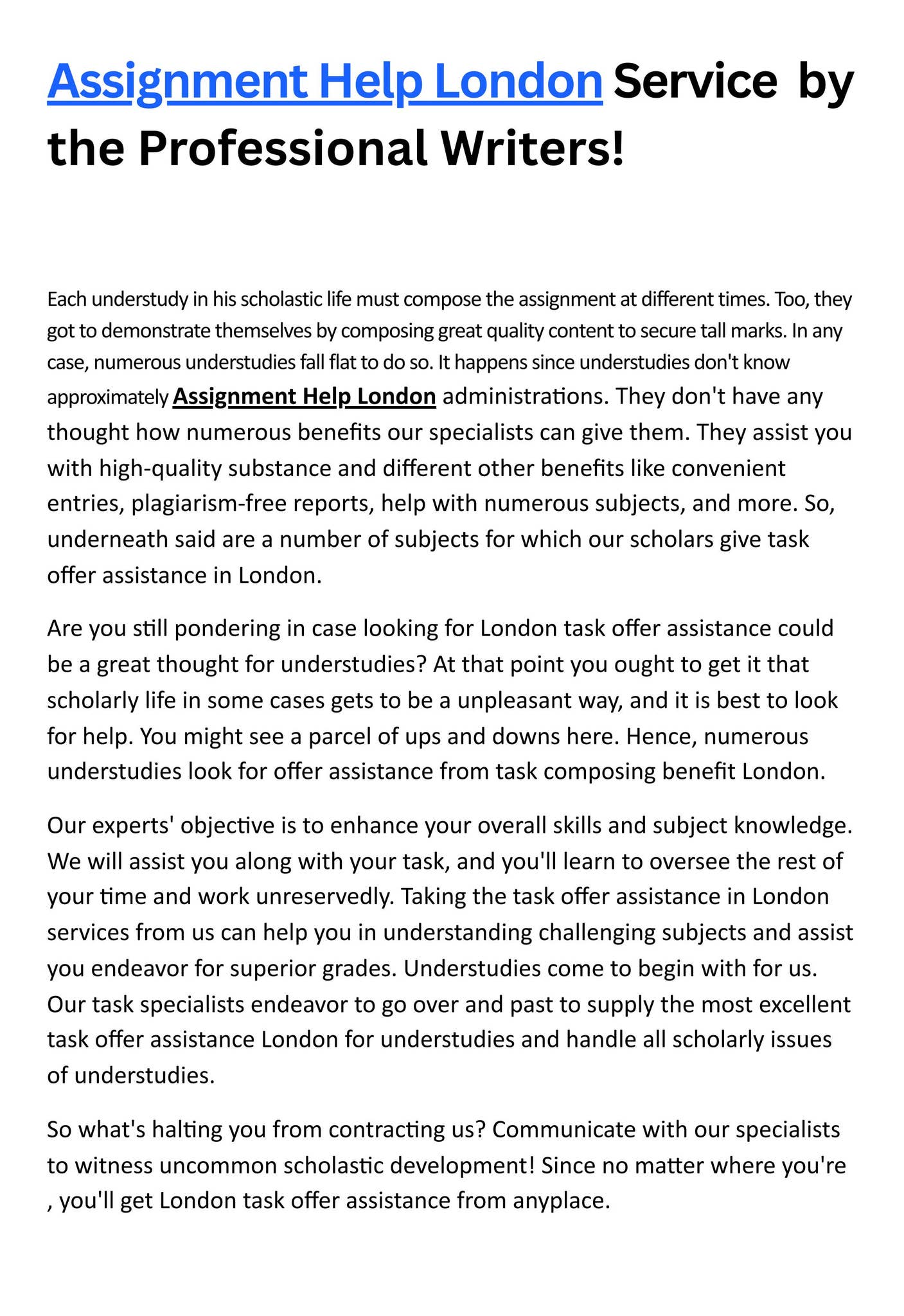 Assignment Help London Services by the Professional Writers! by James ...