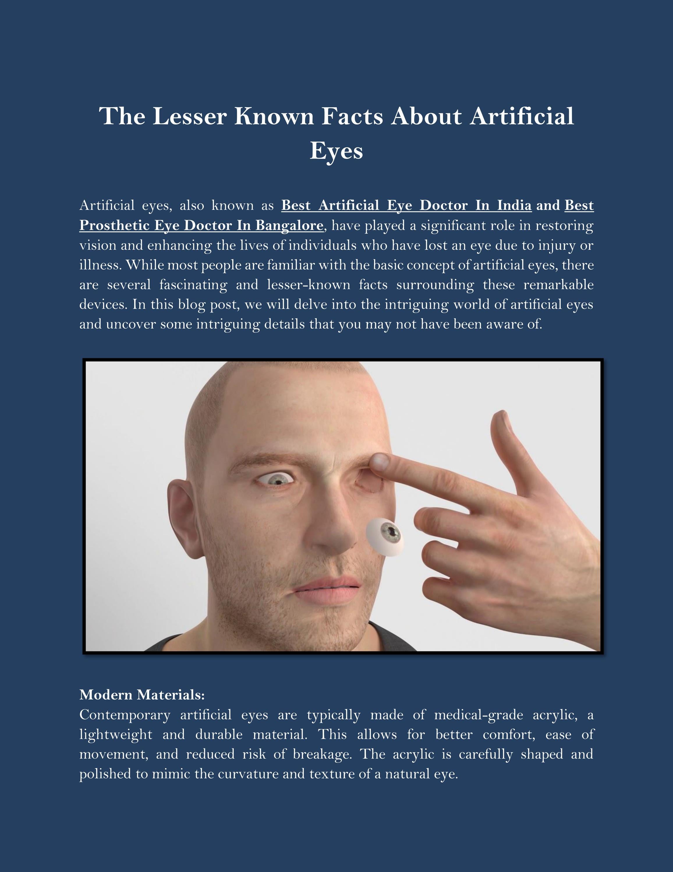 The Lesser Known Facts About Artificial Eyes by prostheticeyecenter Issuu