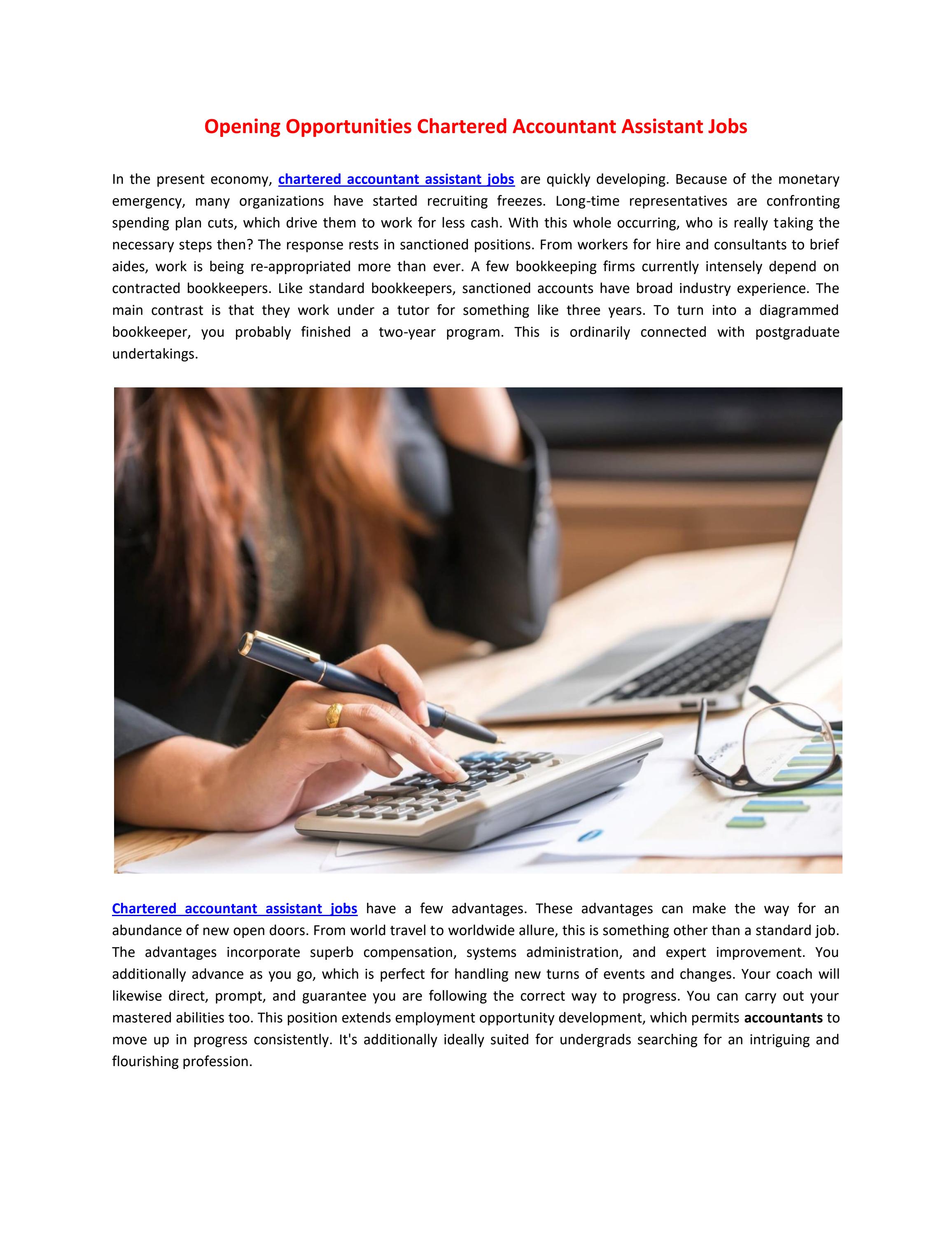 Chartered Accountant Assistant Jobs by Kress Cooper Issuu