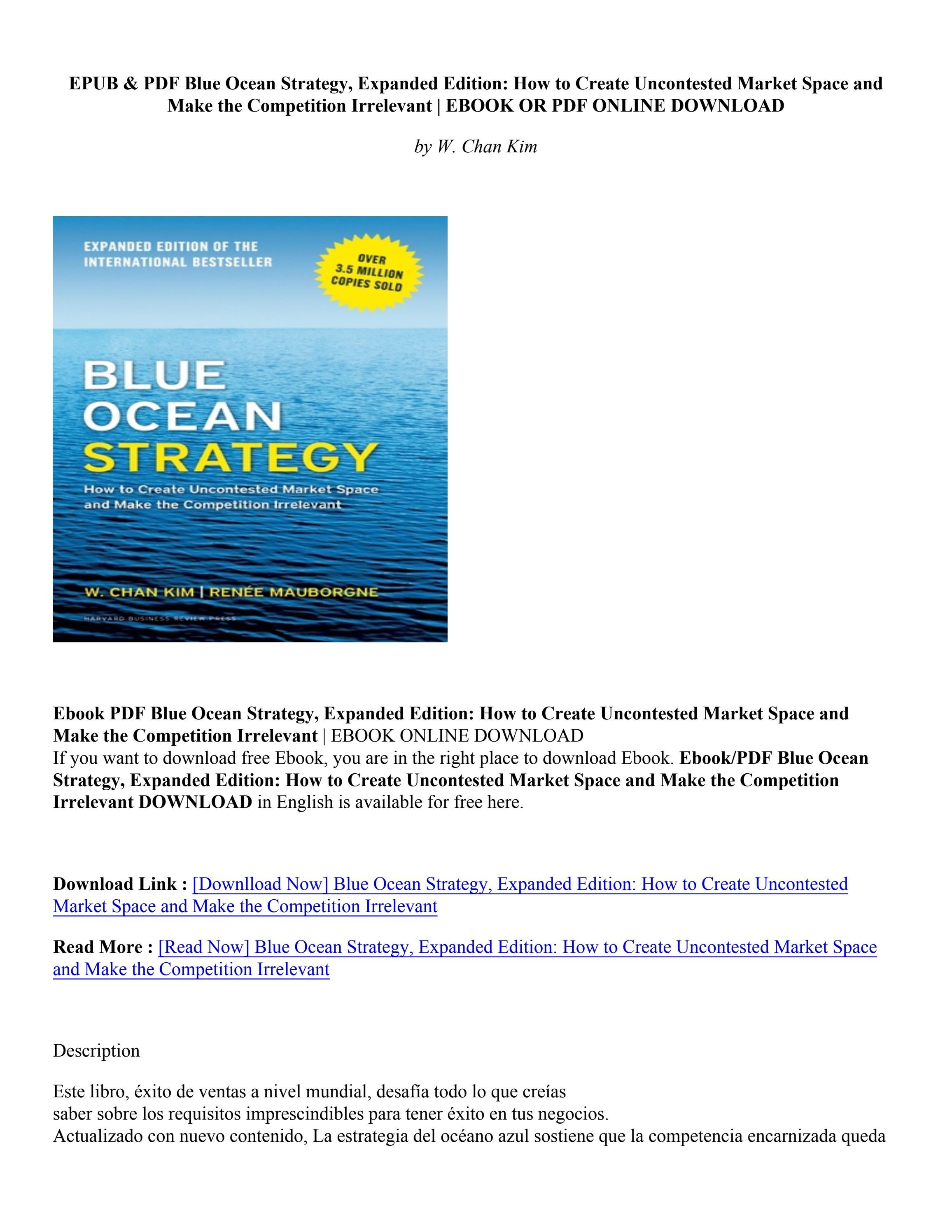 (PDF/ePub) Blue Ocean Strategy, Expanded Edition How to Create