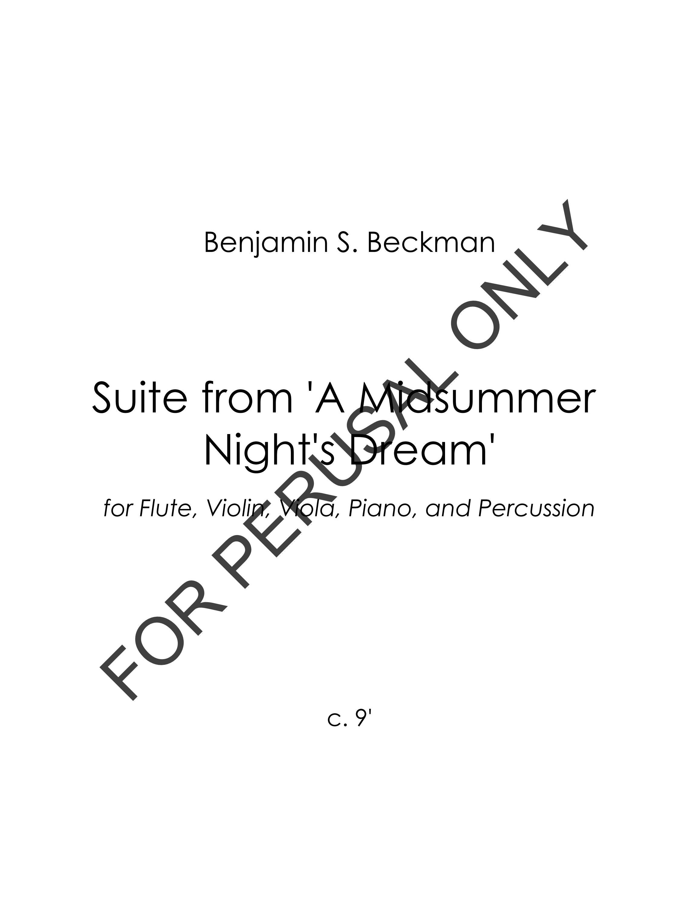 Beckman: Suite from 'A Midsummer Night's Dream' (2019) [PERUSAL COPY ...