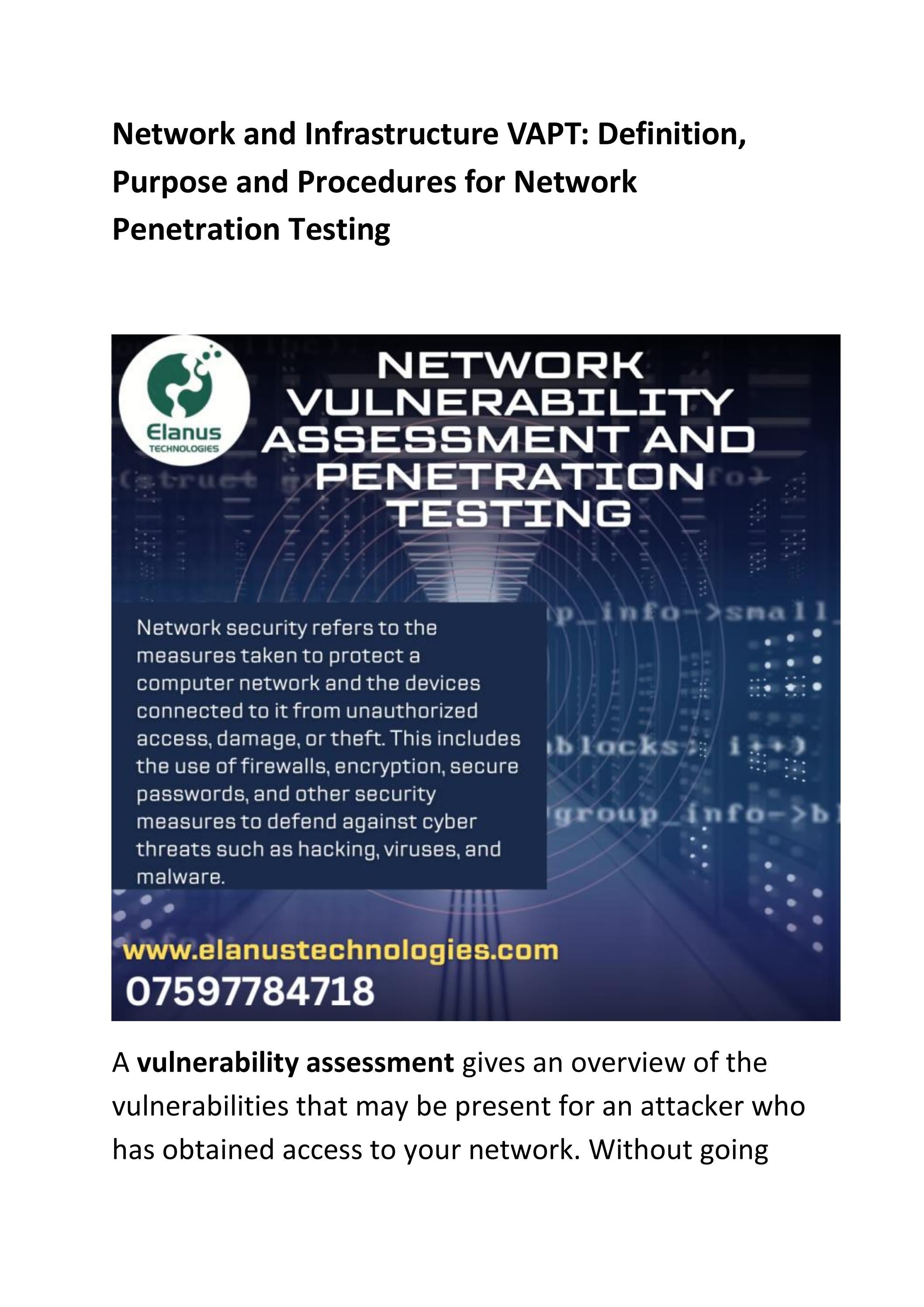 Infrastructure & Network Vulnerability Assessment and