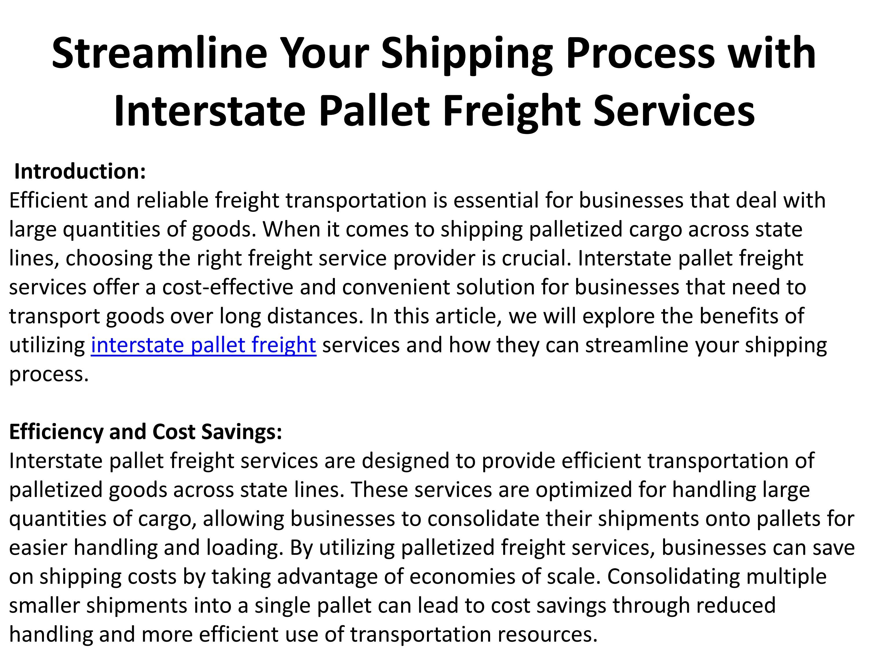 Interstate Pallet Freight by Jeremy Chase Issuu