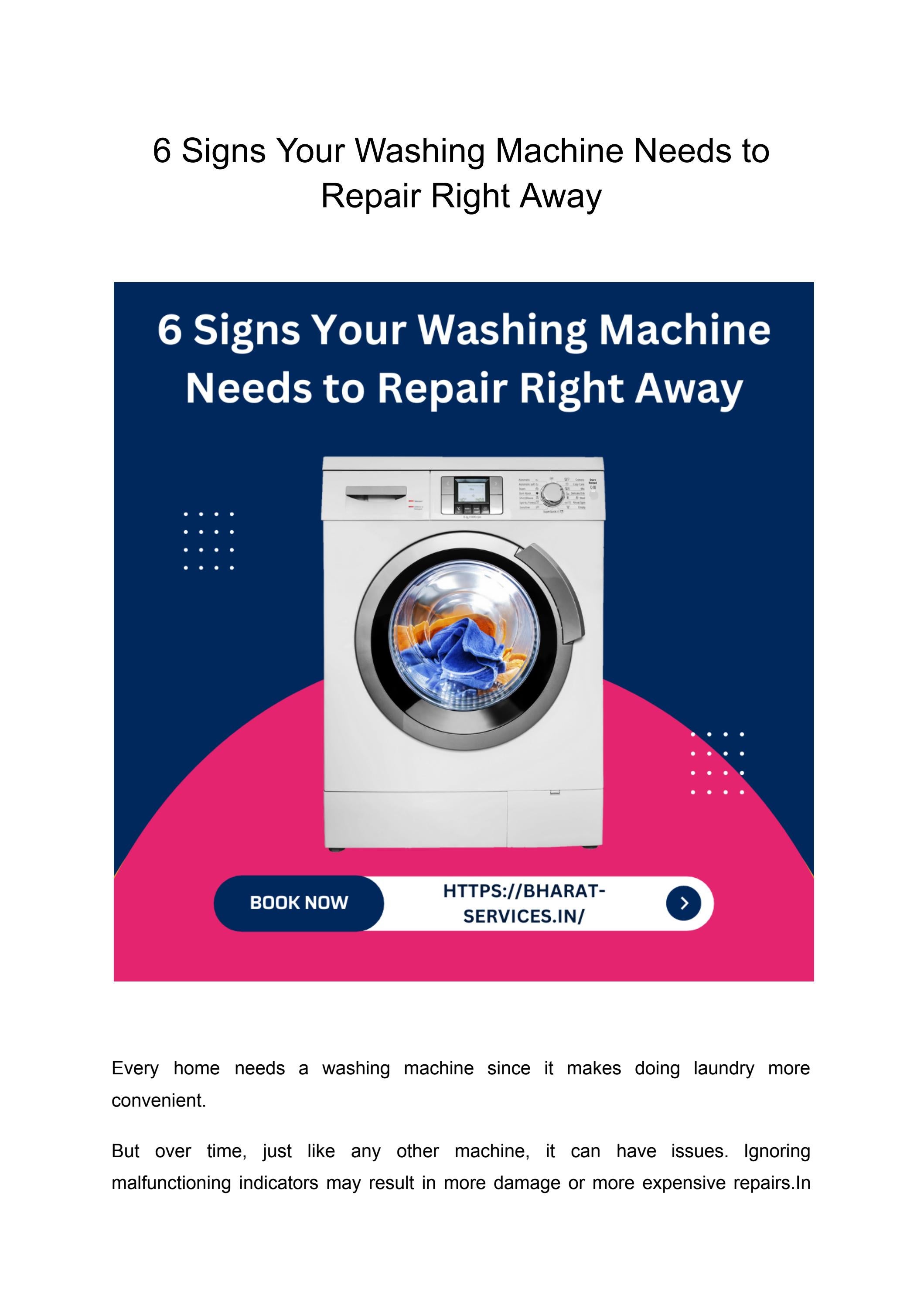 Signs that your washing machine need repair right away by bharat sharma