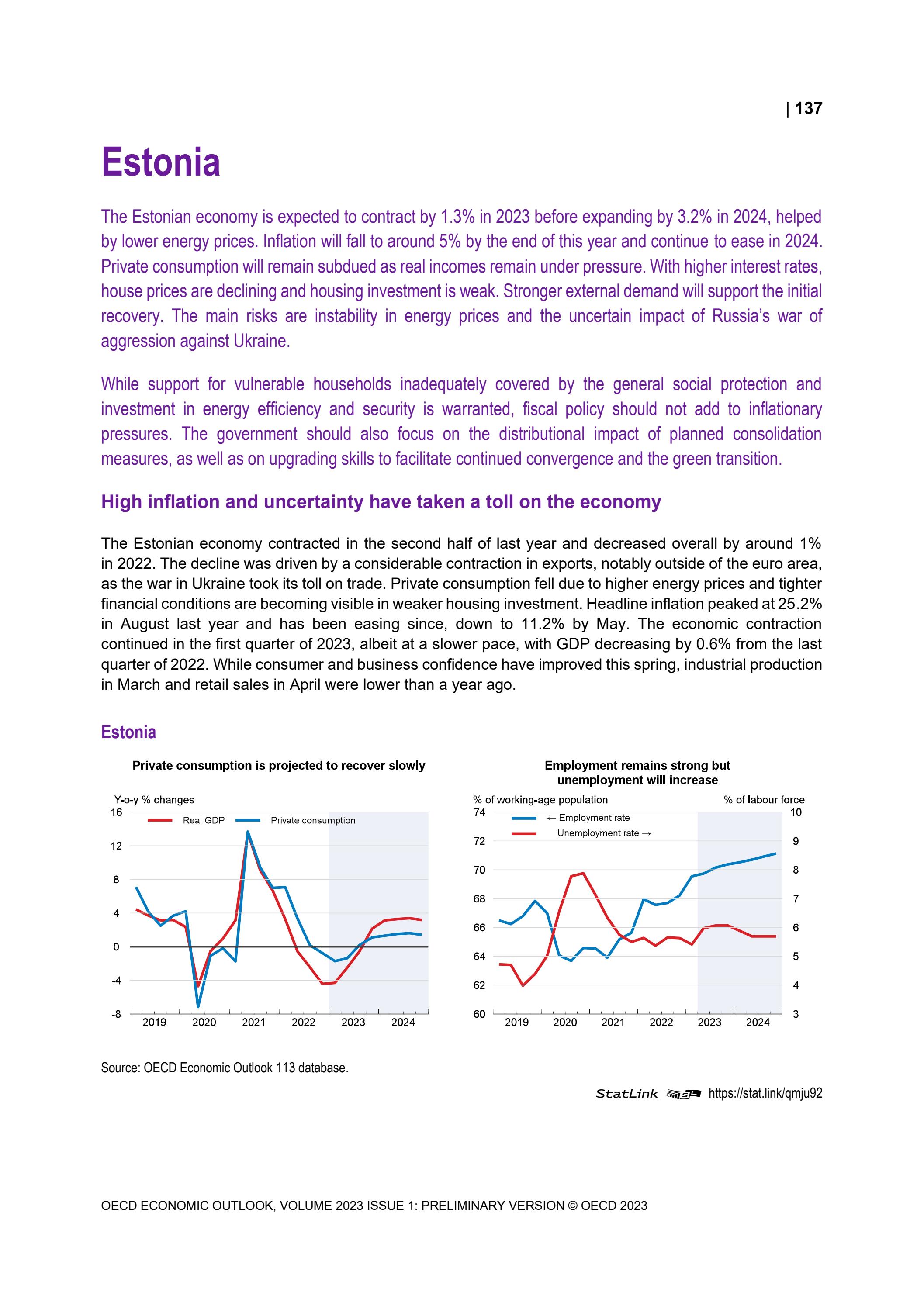 Estonia projection note OECD Economic Outlook June 2023 by OECD - Issuu