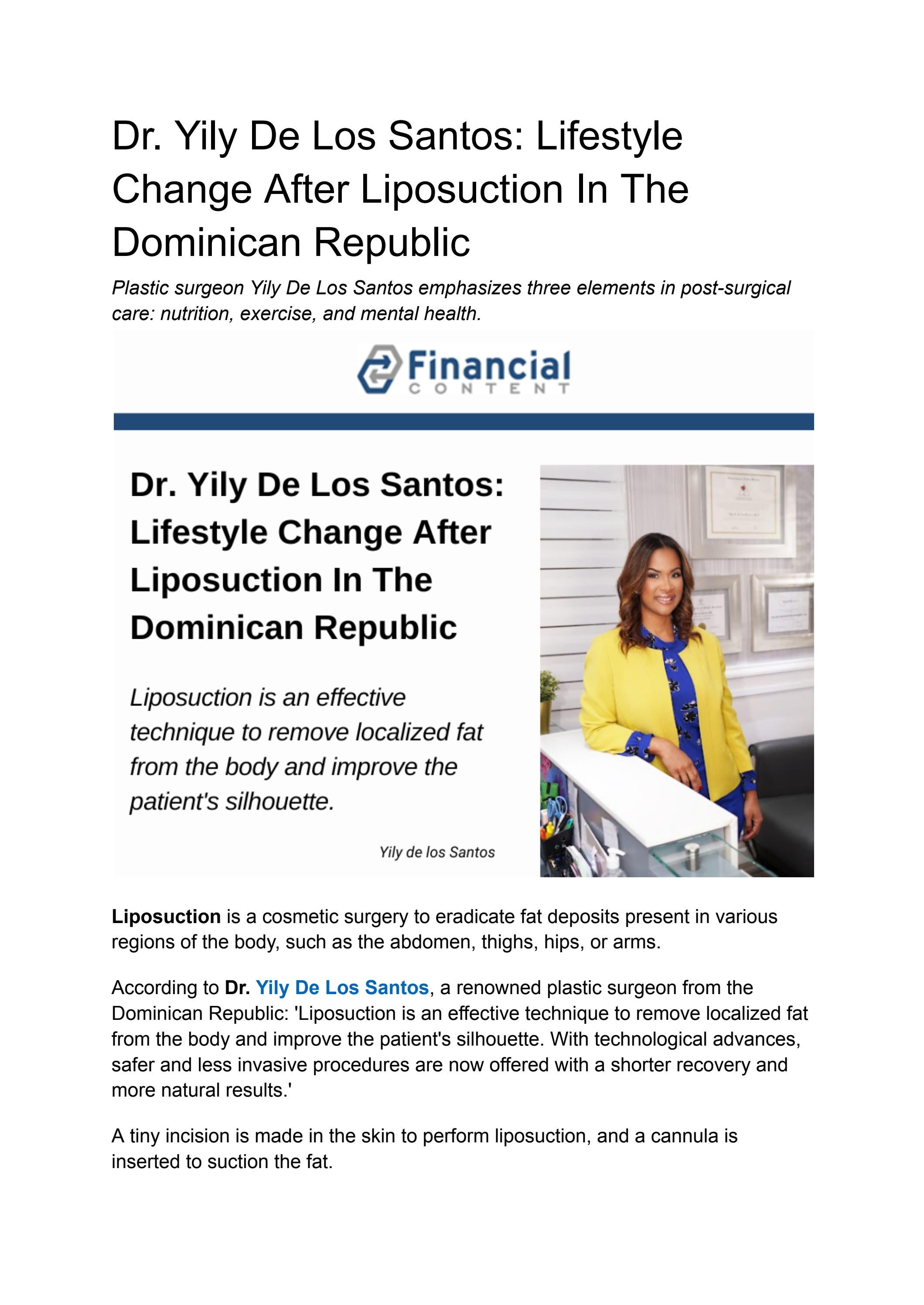 Dr Yily De Los Santos Recovery House Dr. Yily De Los Santos: Lifestyle Change After Liposuction In The