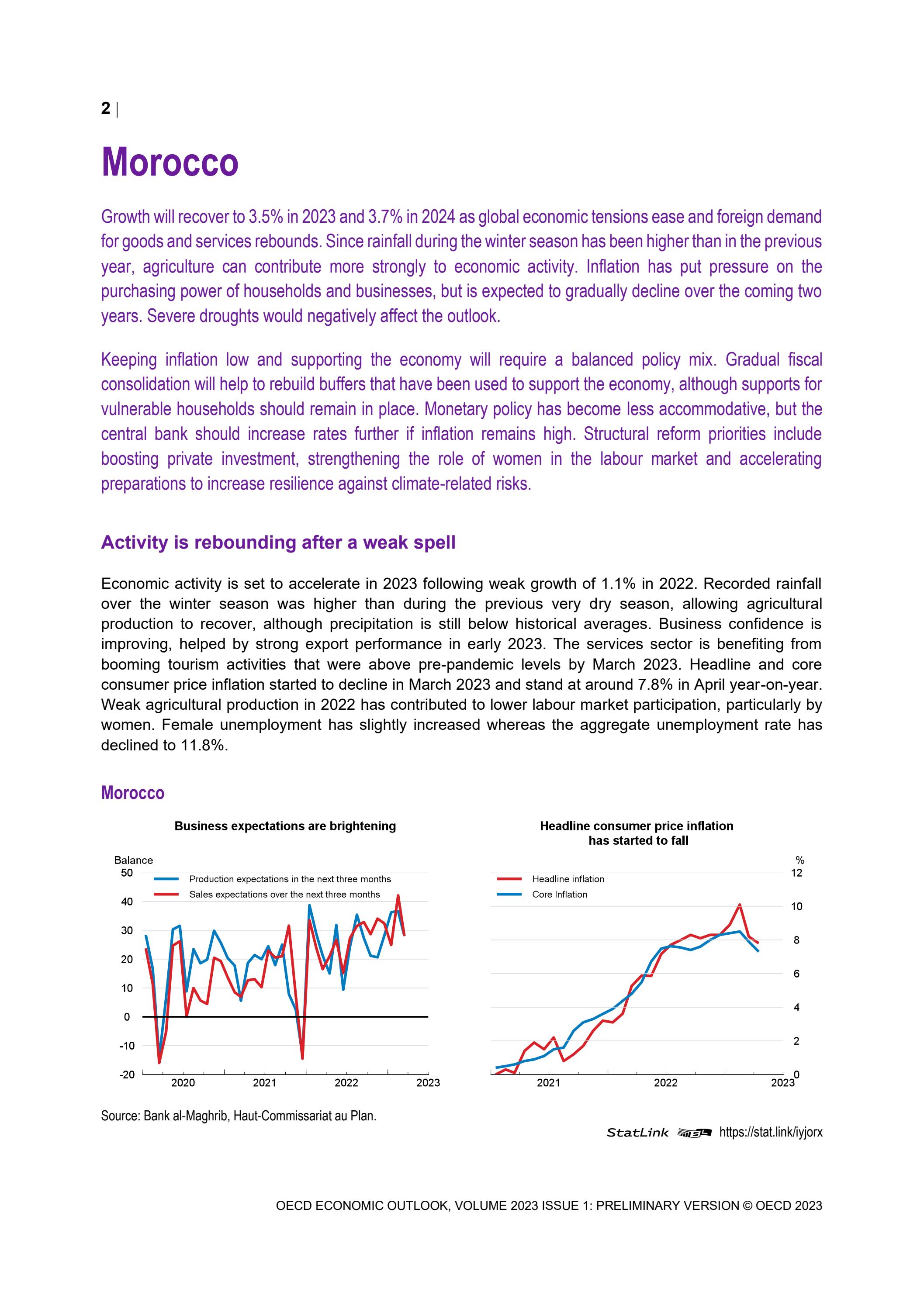 Morocco projection note OECD Economic Outlook June 2023 by OECD - Issuu