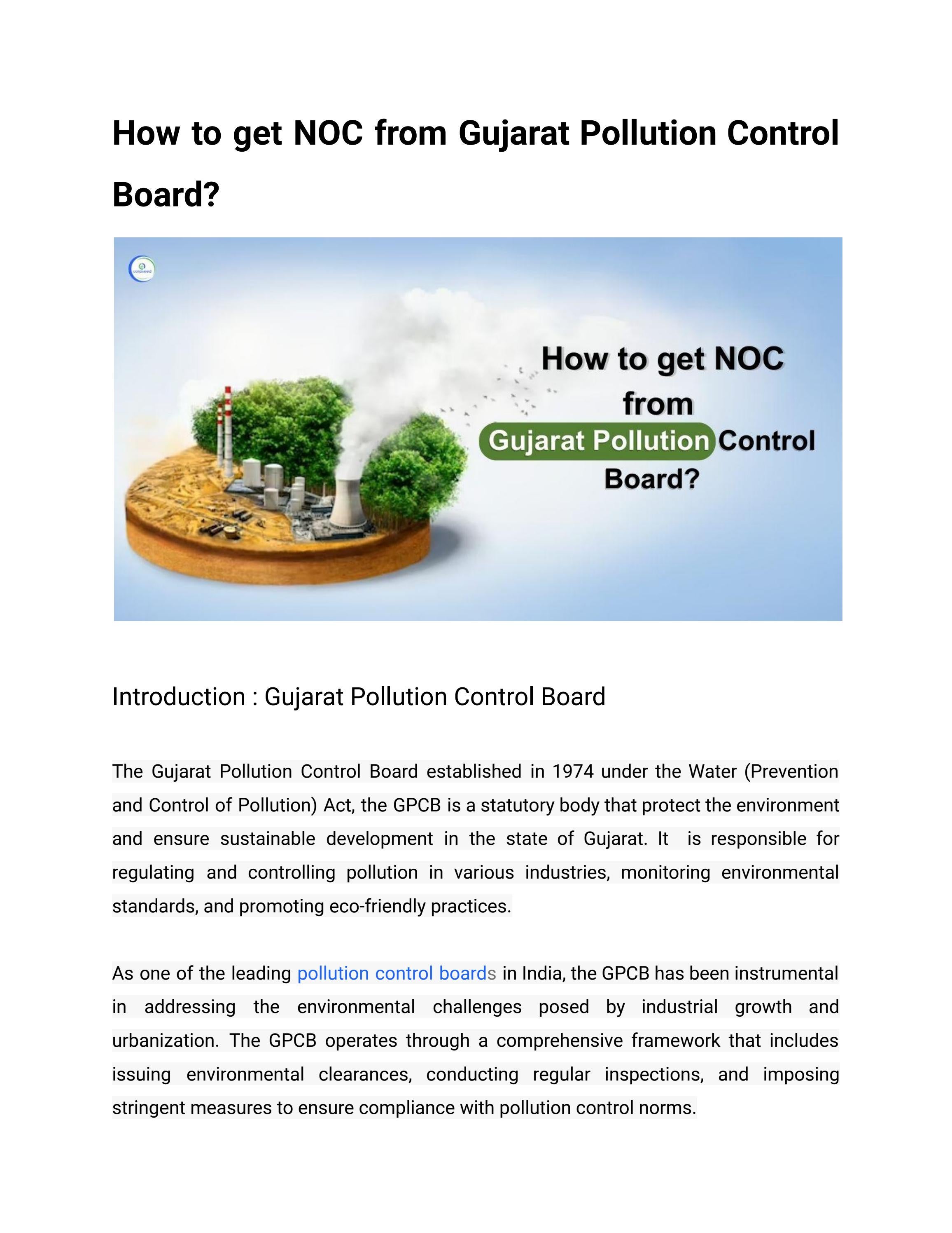 How to get NOC from Gujarat Pollution Control Board? by Jagriti Agarwal Issuu