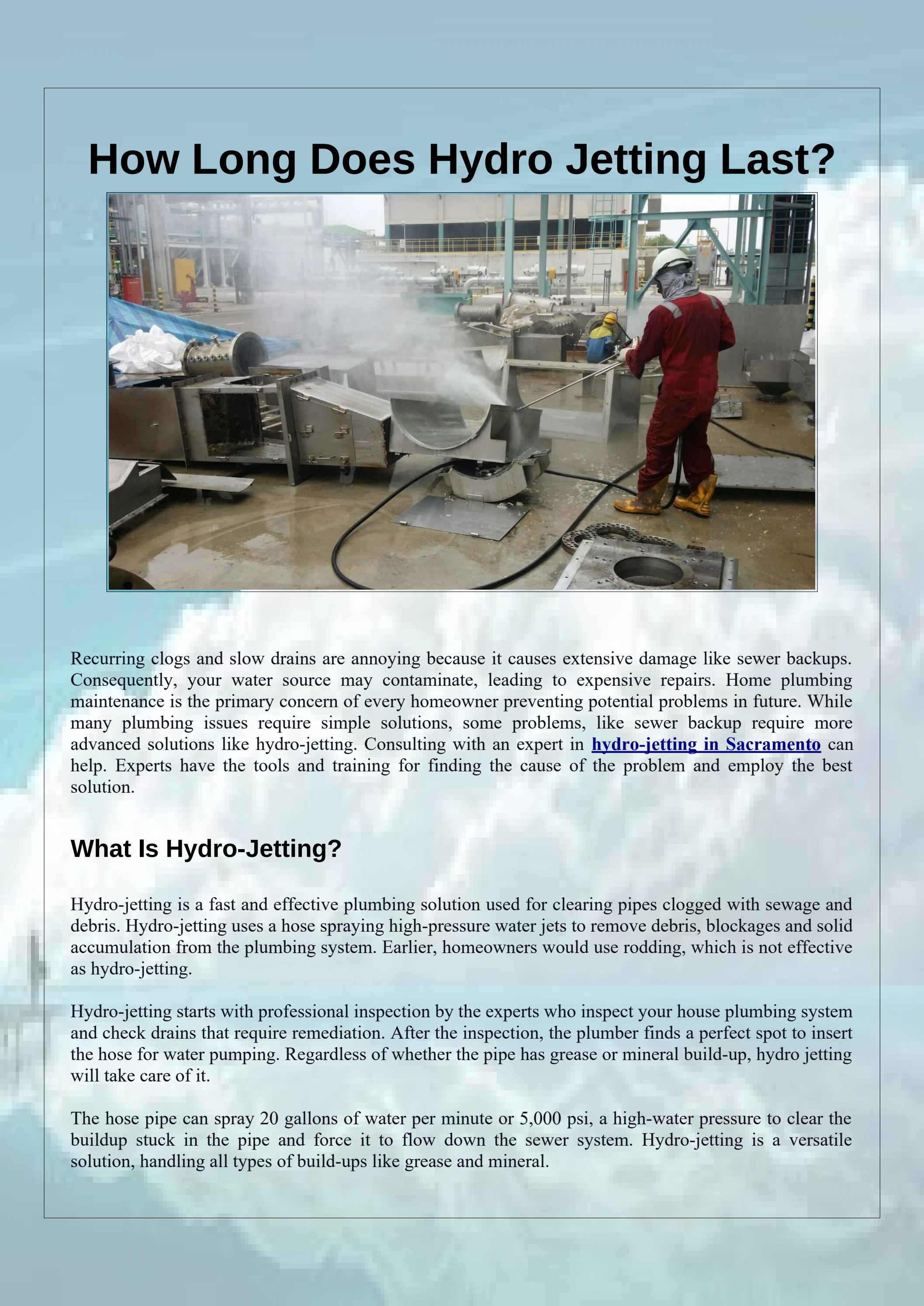 Factor Effect Hydro Jetting Efficiency by Advanced Septic Service LLC