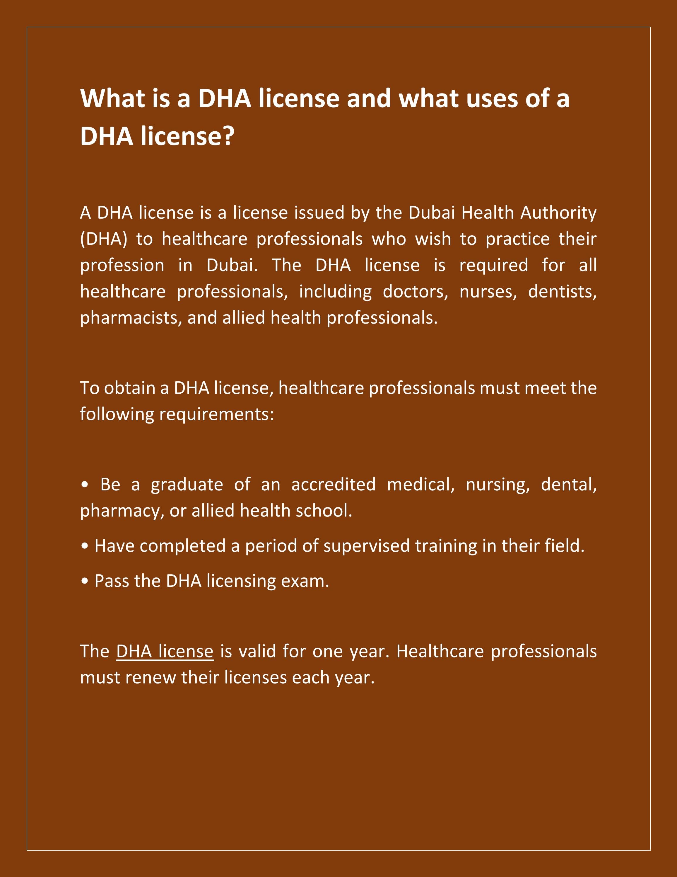 What is a DHA license and what uses of a DHA license? by Allocation