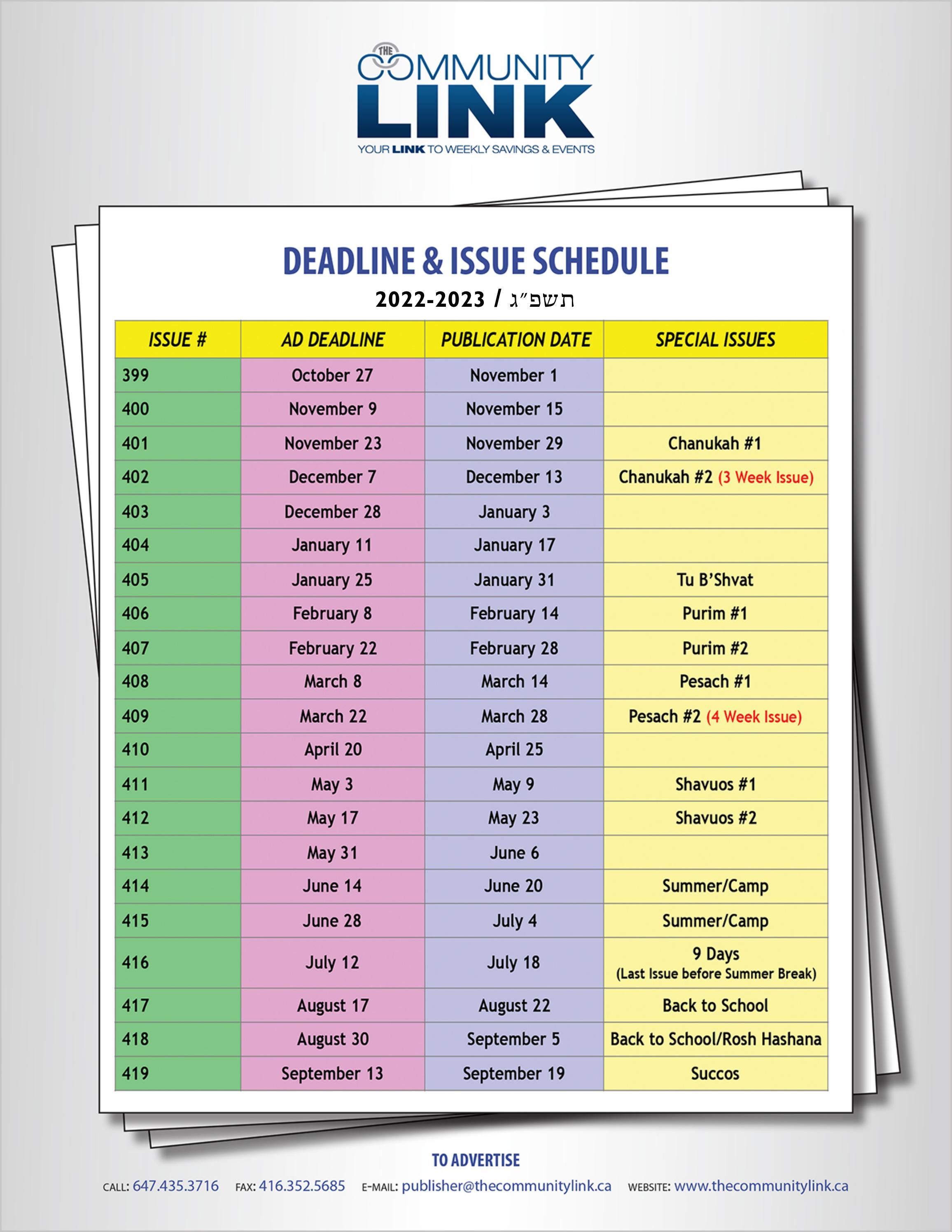 COMMUNITY LINK SCHEDULE by The Community Link - Issuu