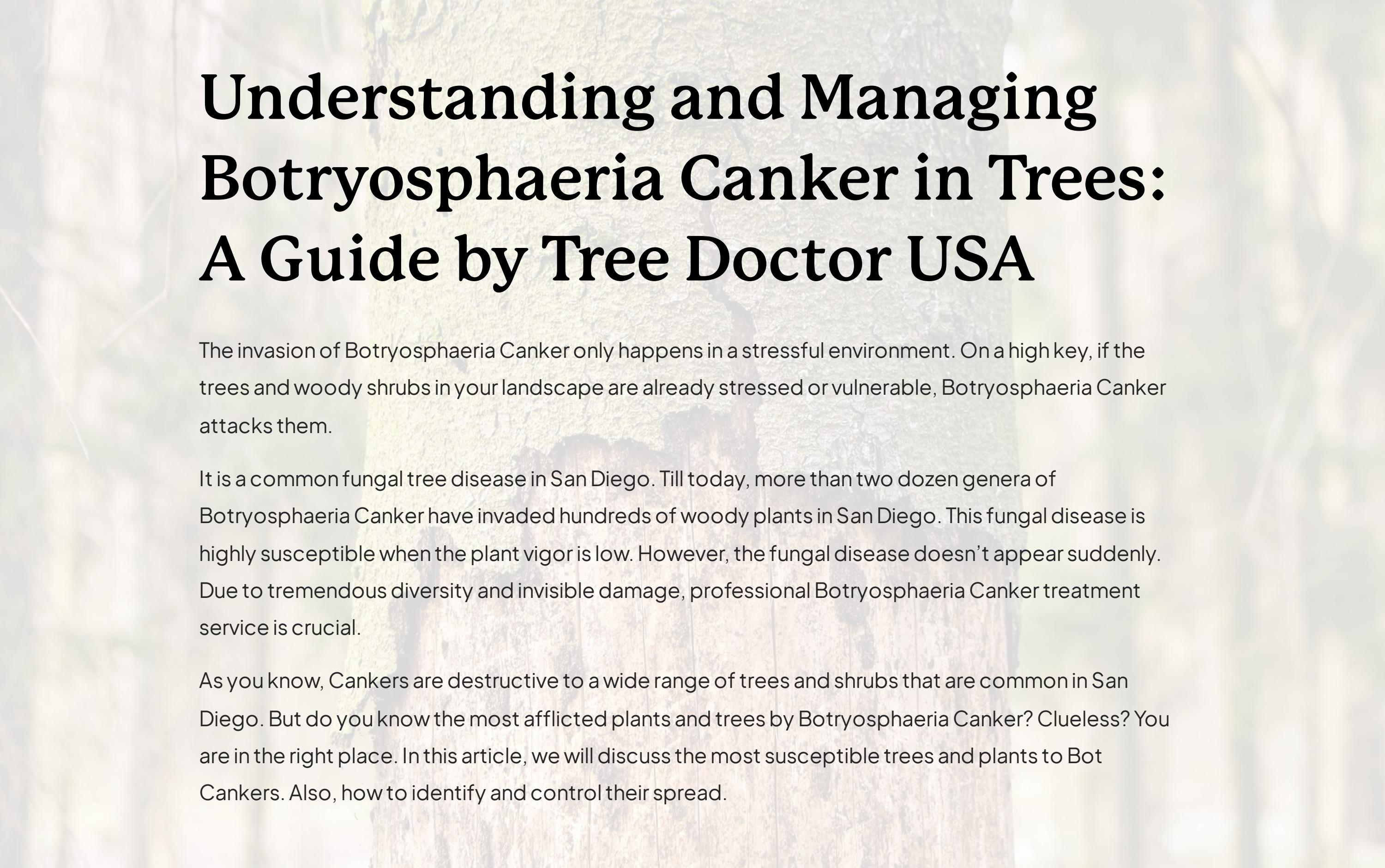 Understanding and Managing Botryosphaeria Canker in Trees A Guide by