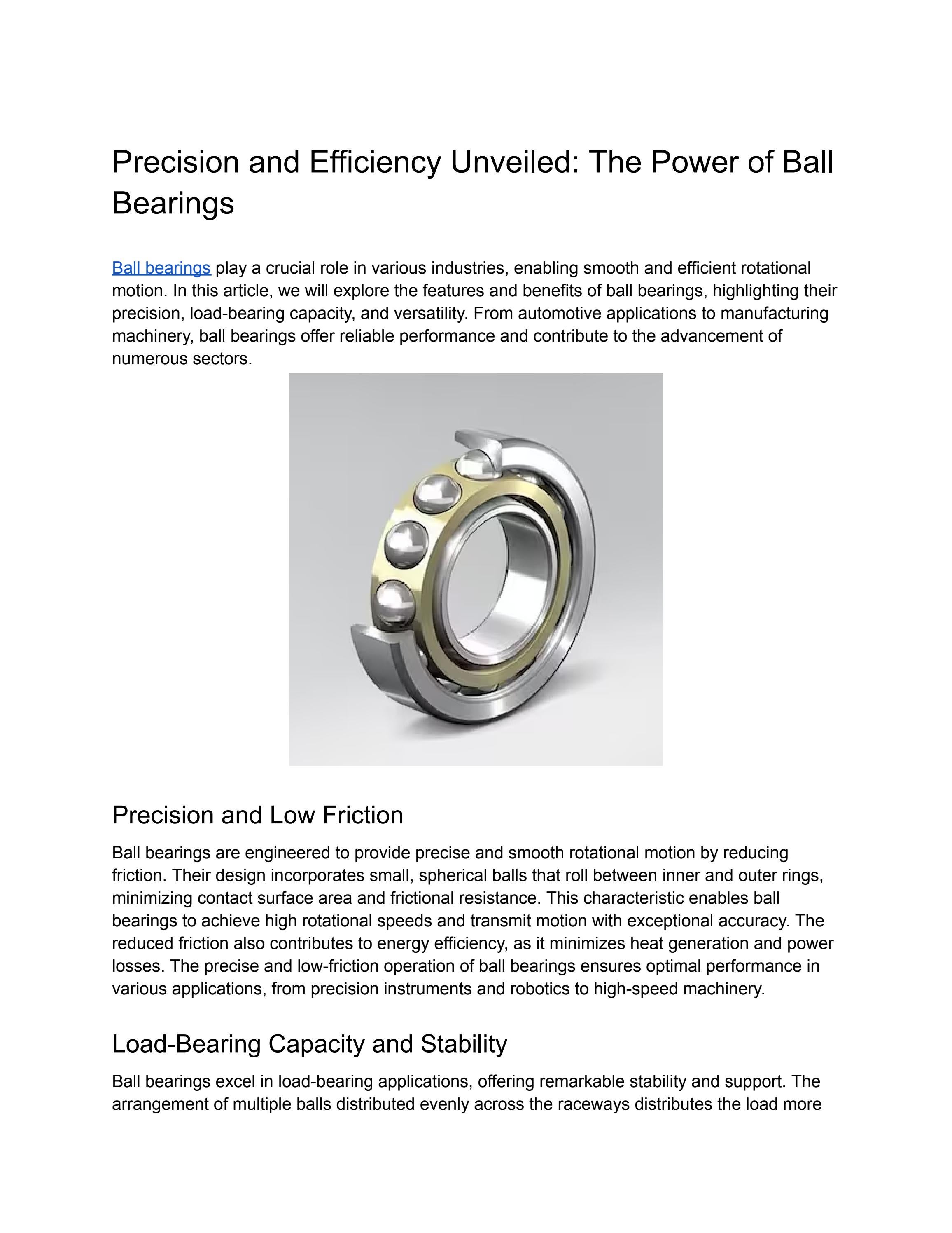 Efficiency in Motion Unleash the Power of Precision with Ball Bearings