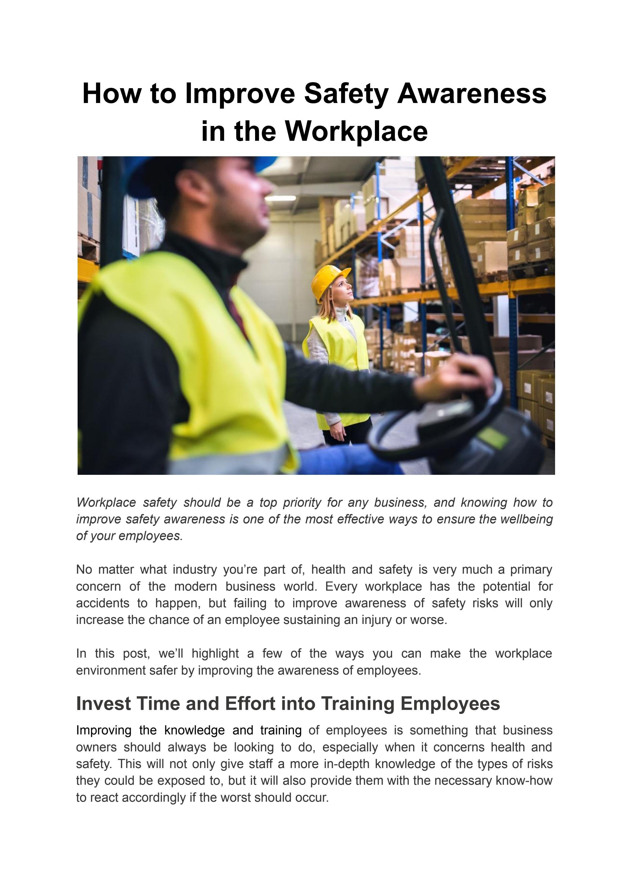 How to Improve Safety Awareness in the Workplace? by Storage Equipment
