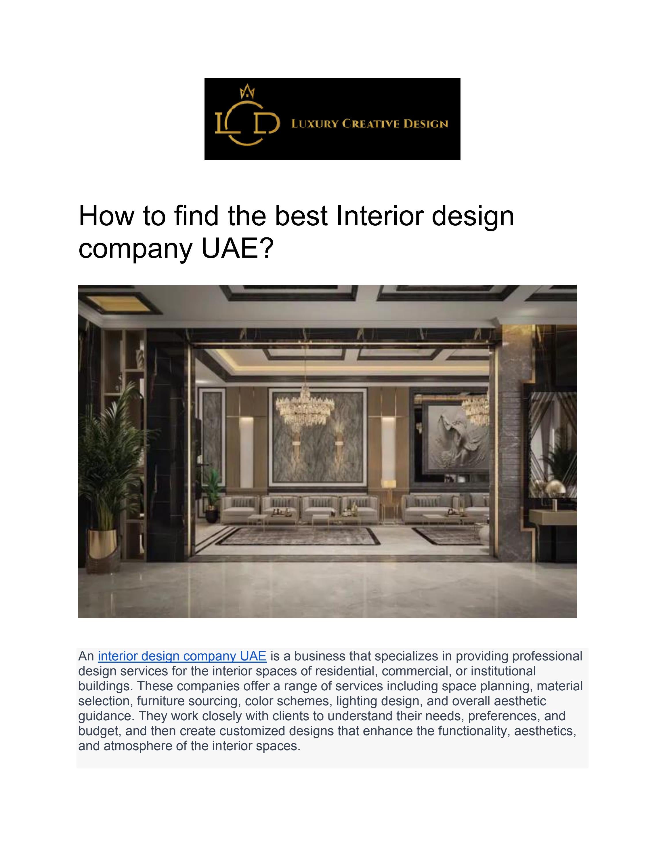 How to find the best Interior design company UAE? by Luxury Creative