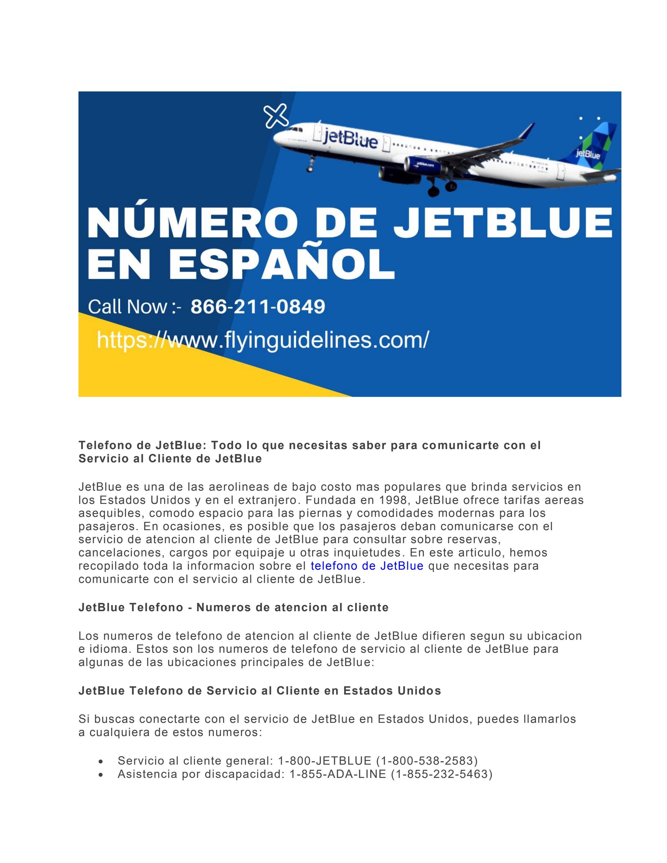 Telefono de JetBlue Todo lo que necesitas saber para comunicarte con