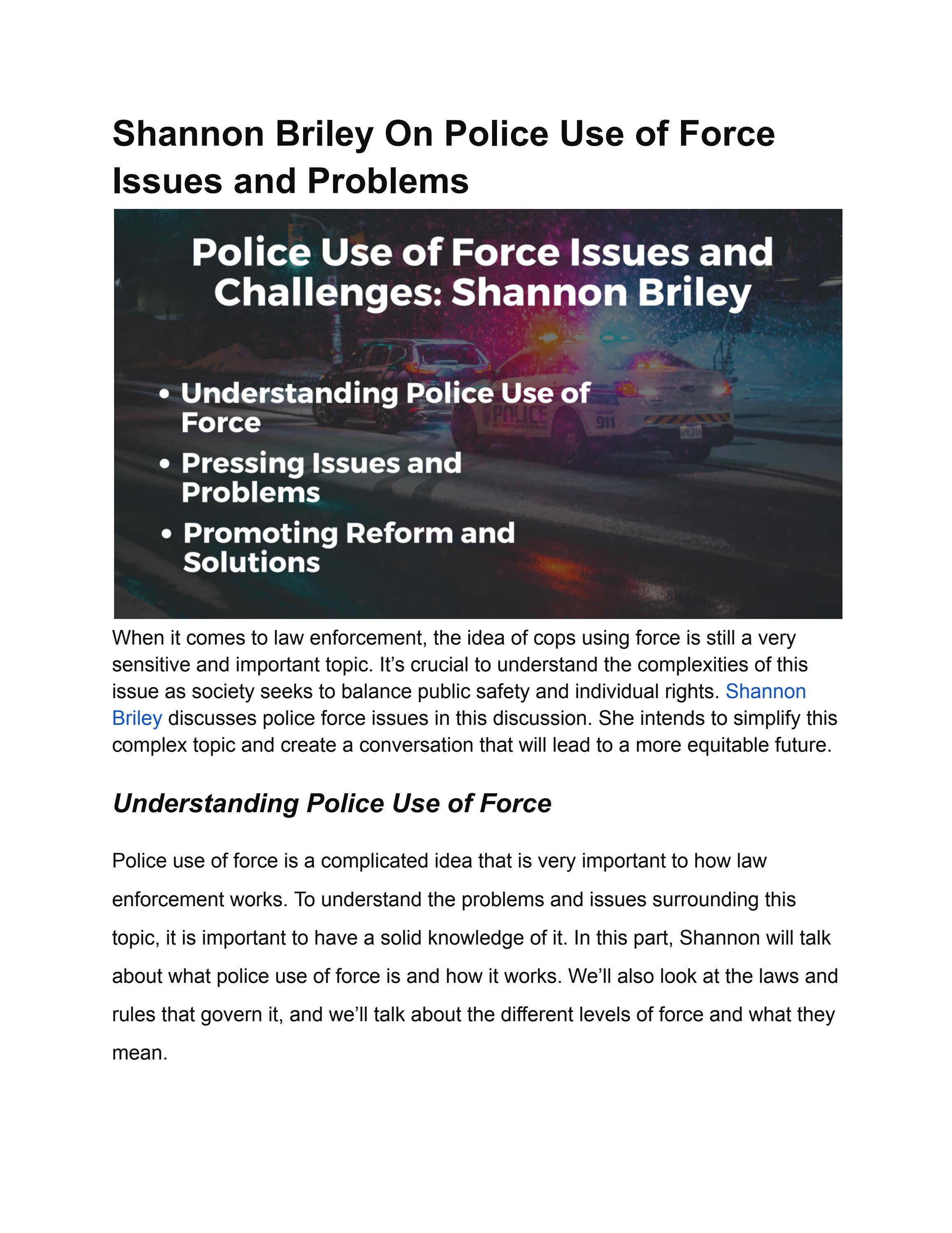 Examining Police Use Of Force Uncovering Issues And Seeking Solutions
