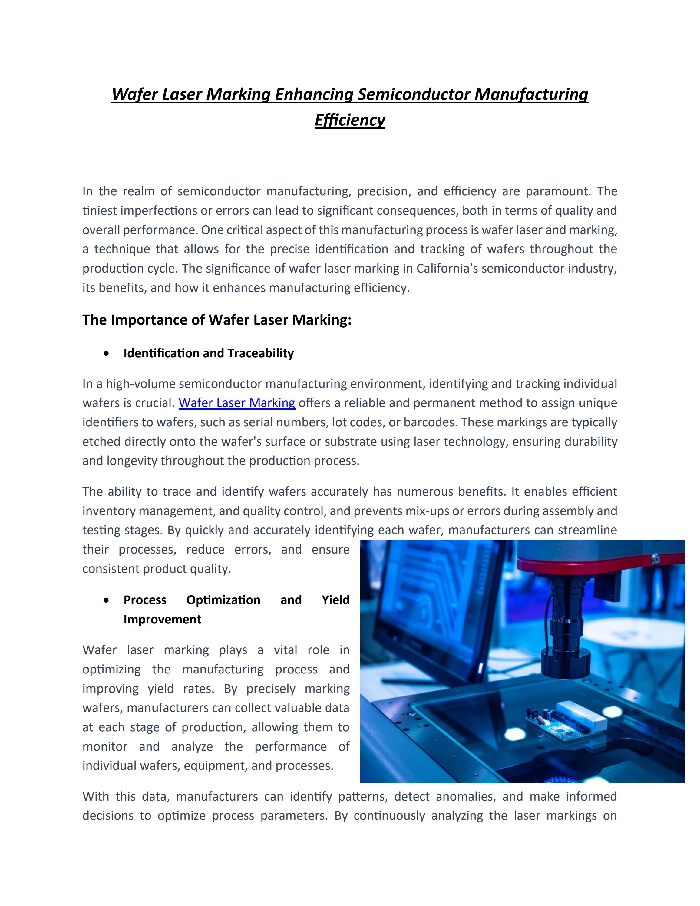 Wafer Laser Marking Enhancing Semiconductor Manufacturing Efficiency by
