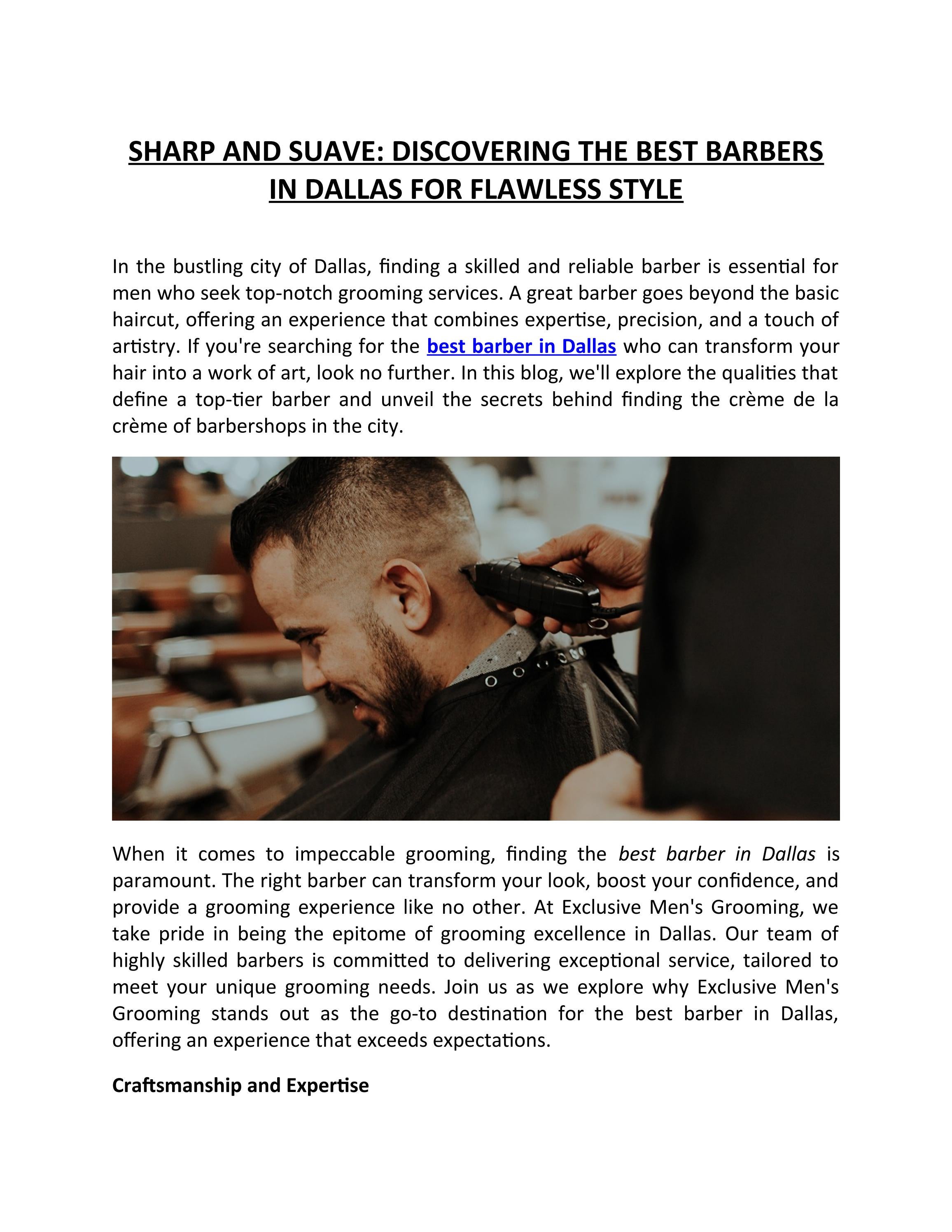 Sharp and Suave Discovering the Best Barbers in Dallas for Flawless