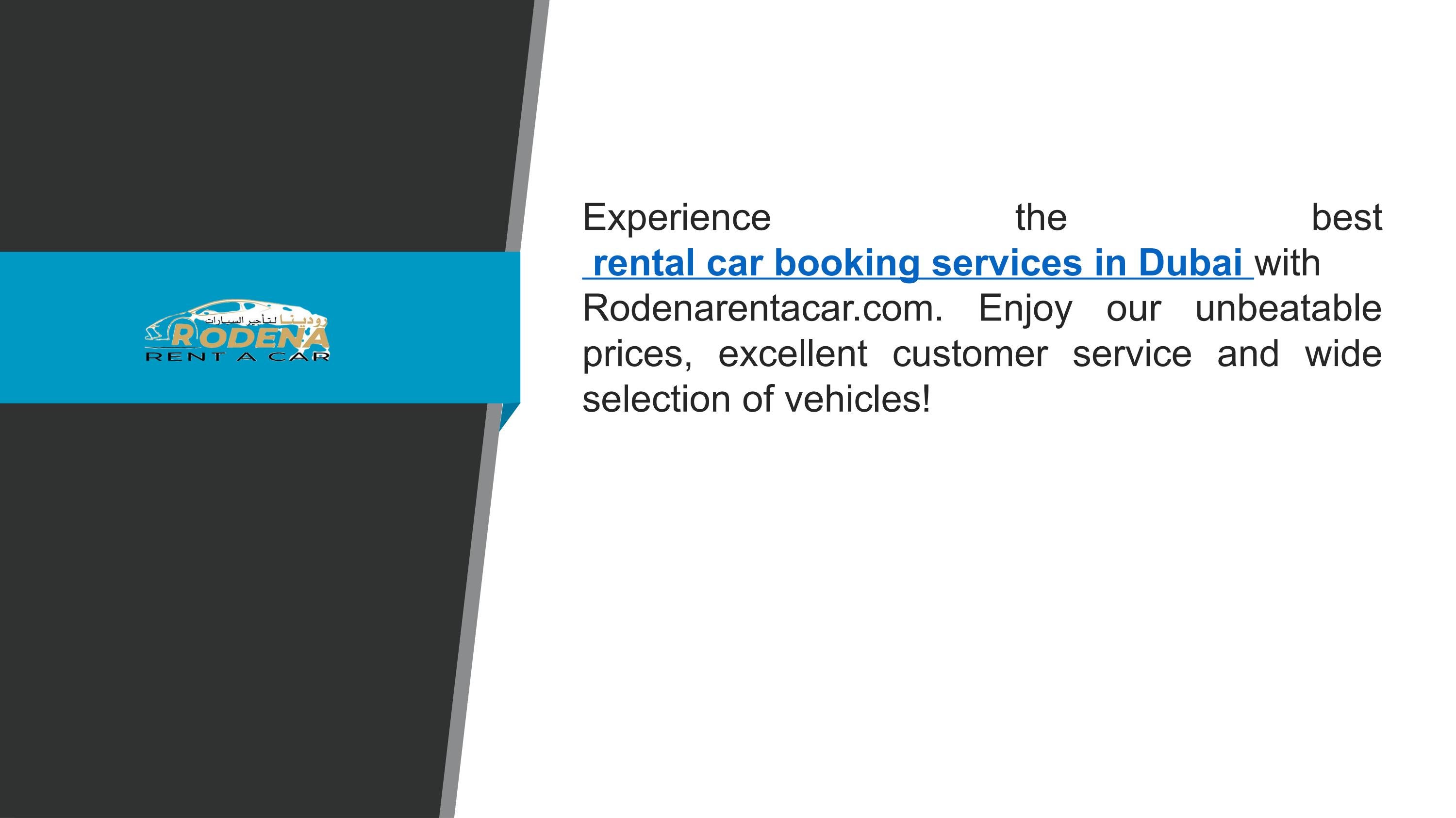 Rental Car Booking Services In Dubai by Rodena