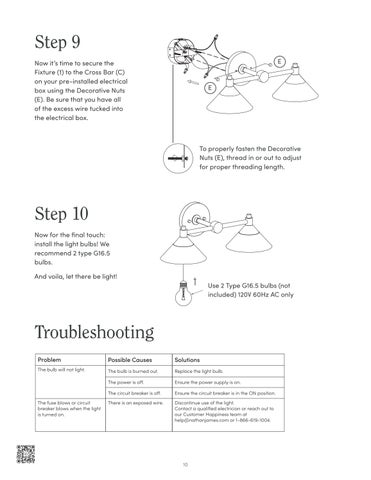 nathanjameshome 家具目录 · Frank 镜前灯 Instruction Sheet 第 10 页