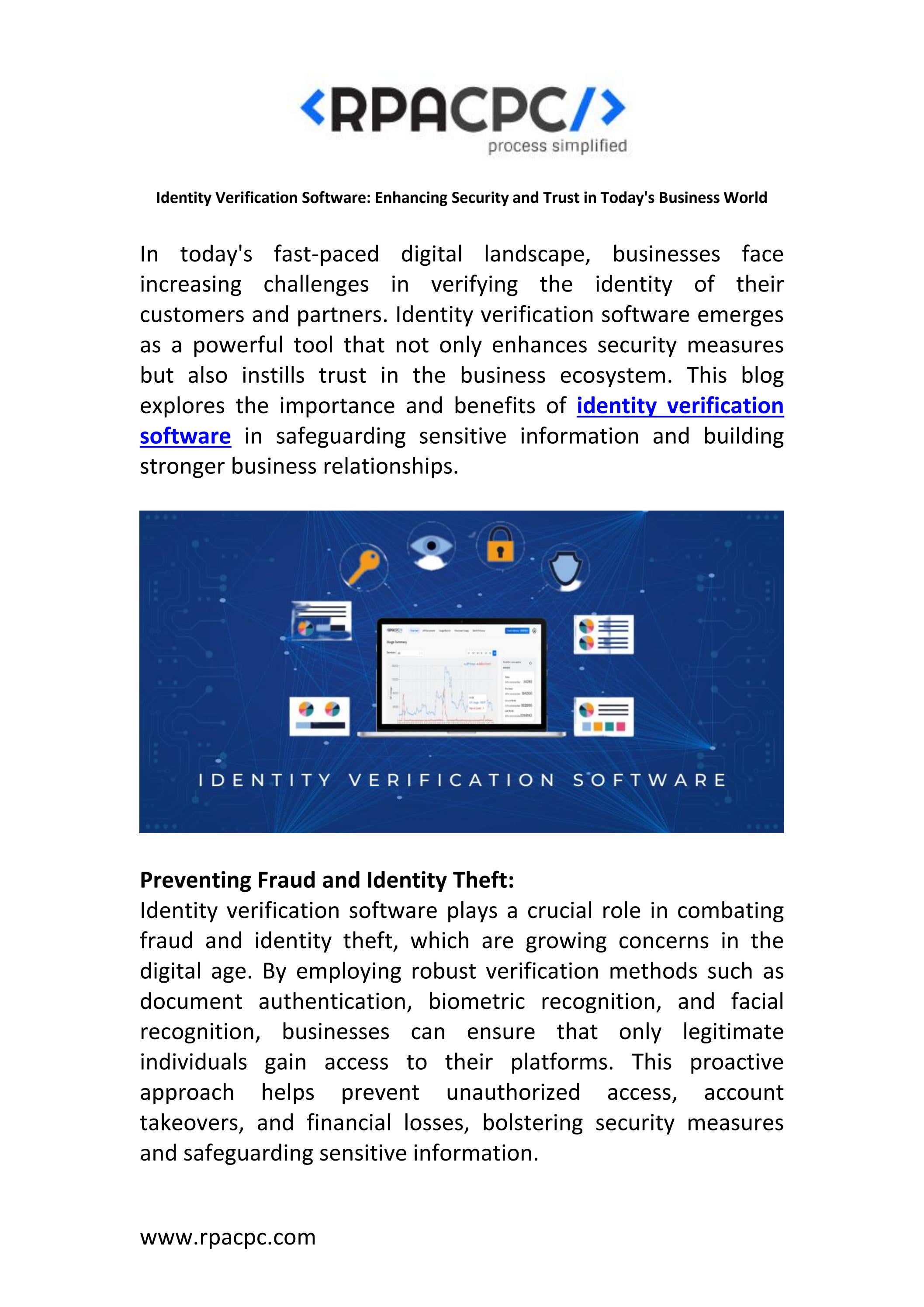 Identity Verification Software Enhancing Security And Trust In Today S Business World By Rpacpc Identity Verification Software Enhancing Security And Trust In Today S Business World By Rpacpc
