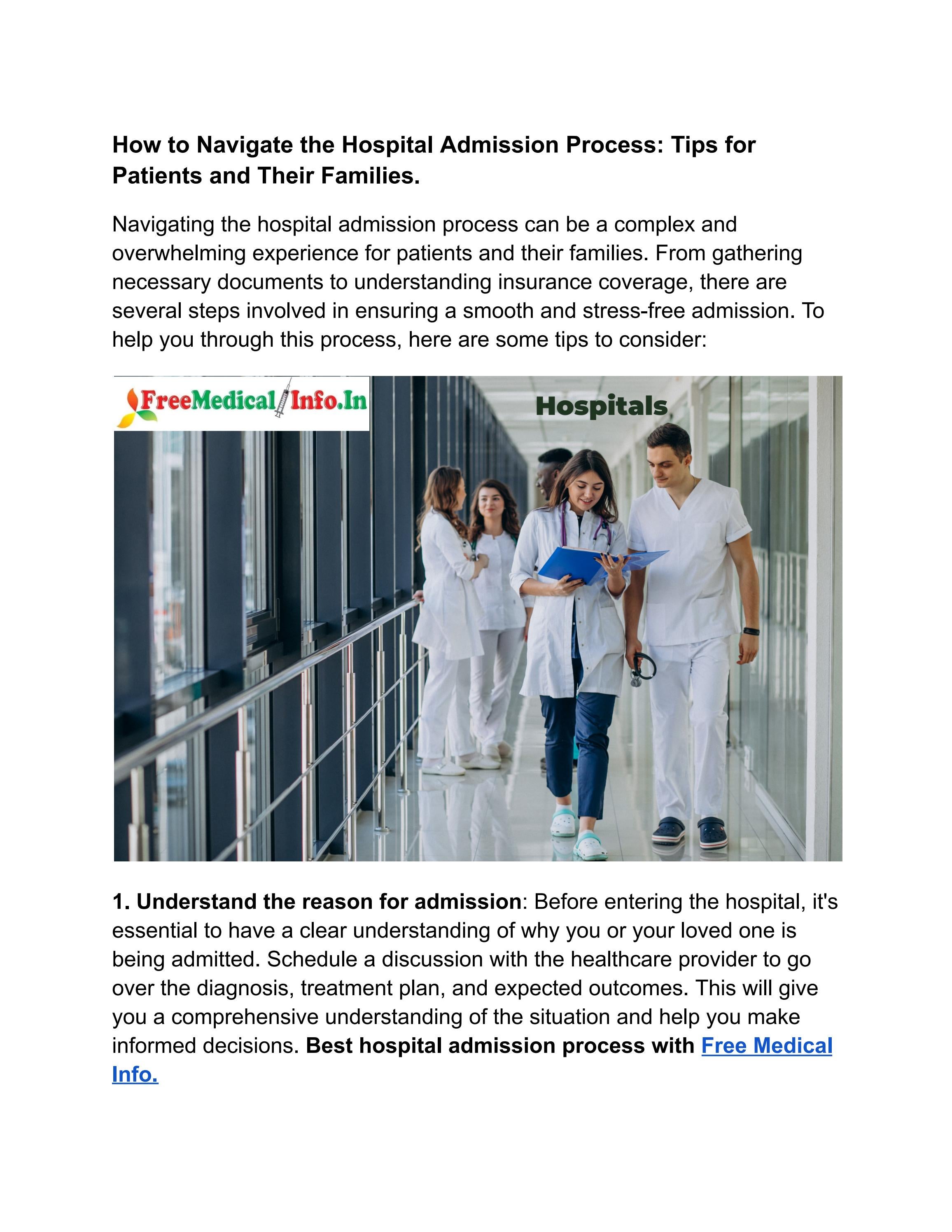 How to Navigate the Hospital Admission Process Tips for Patients and