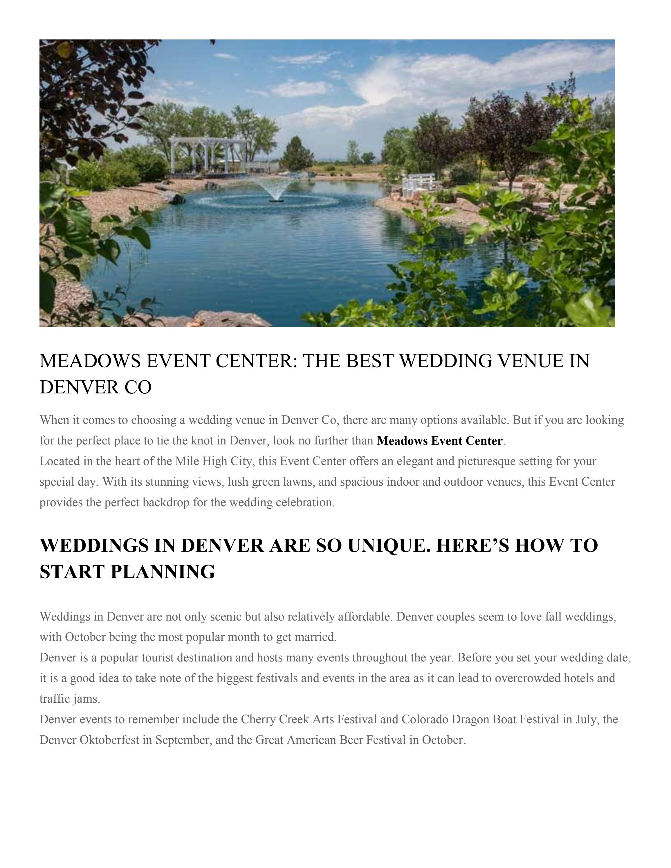 MEADOWS EVENT CENTER THE BEST WEDDING VENUE IN DENVER CO by Meadows
