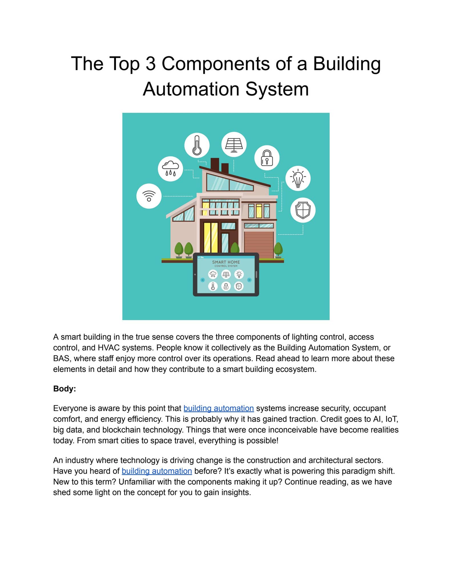 The Top 3 Components of a Building Automation System by Macfaye ...