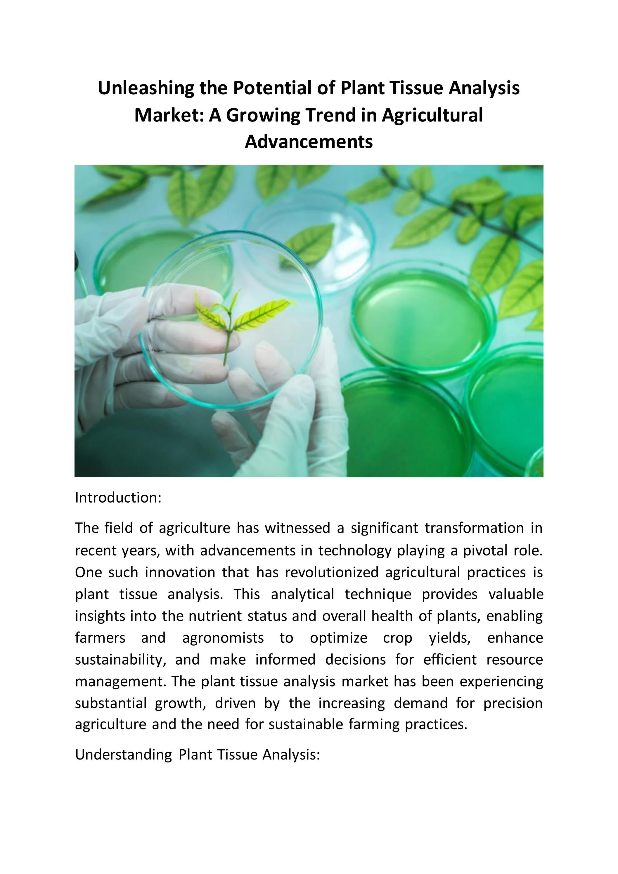 Plant Tissue Analysis Market Unlocking The Potential Of Precision 