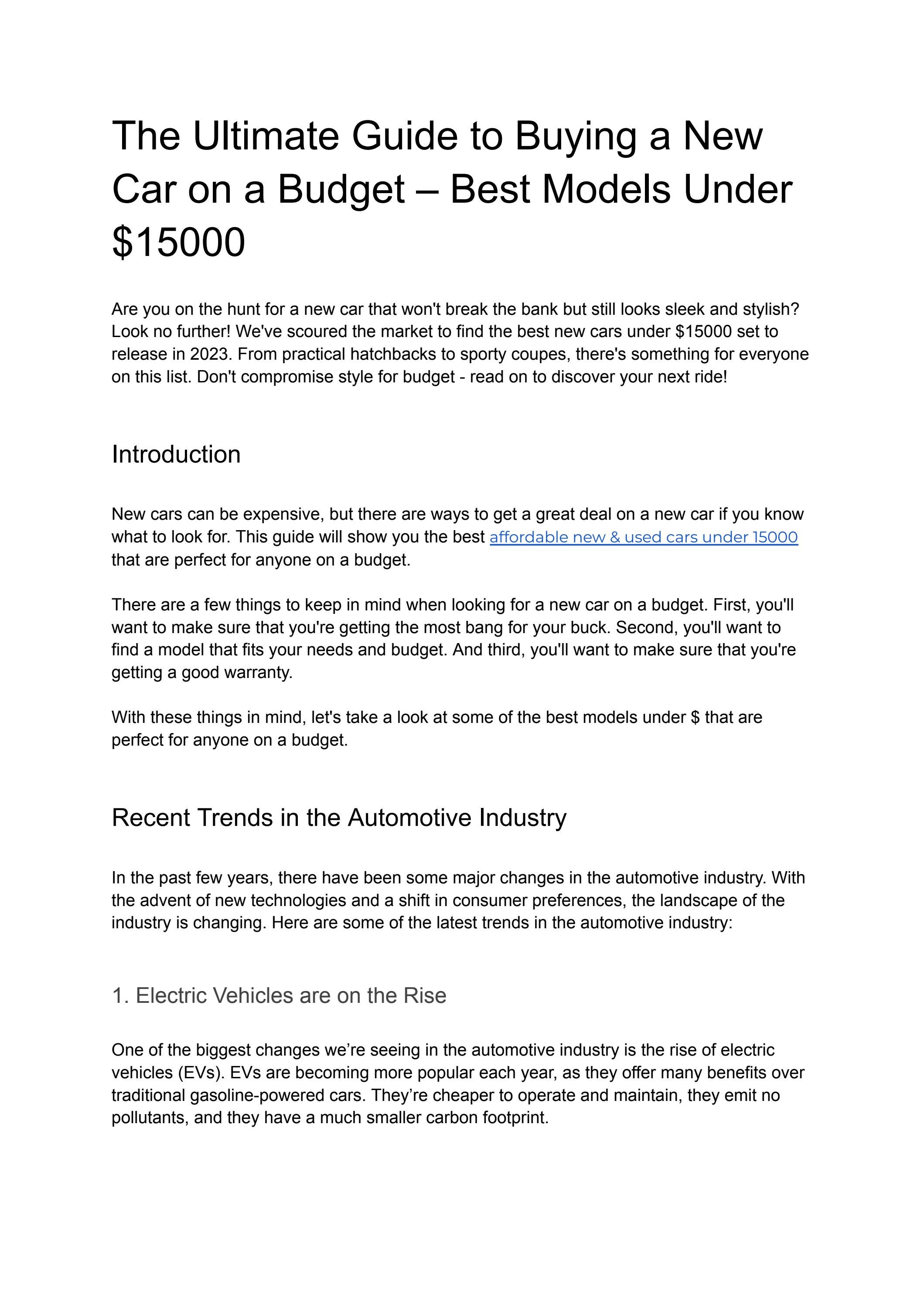 The Ultimate Guide to Buying a New Car on a Budget Best Models Under