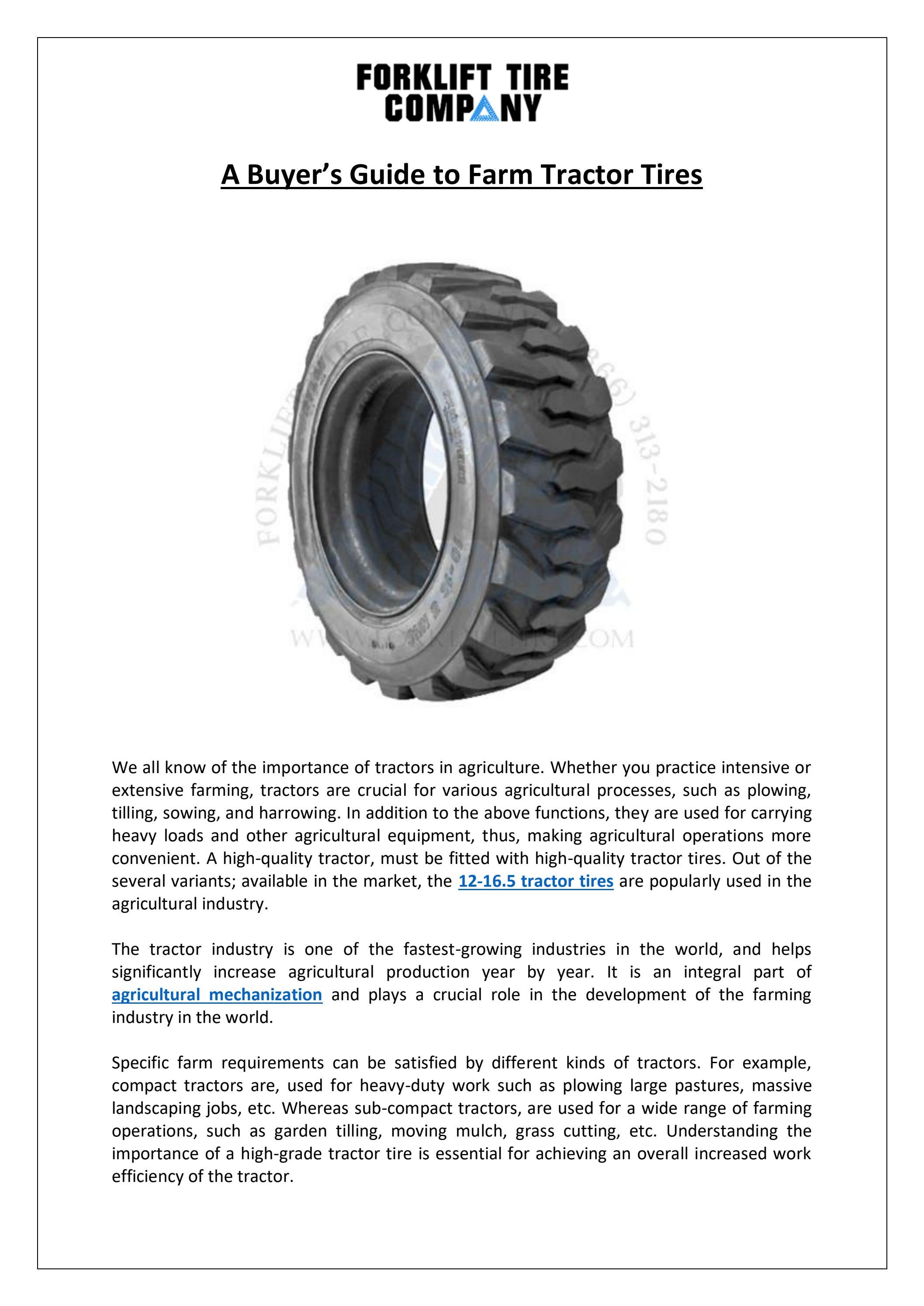 Forklift Tire Company A Buyer’s Guide to Farm Tractor Tires by Forklift Tire Company Issuu