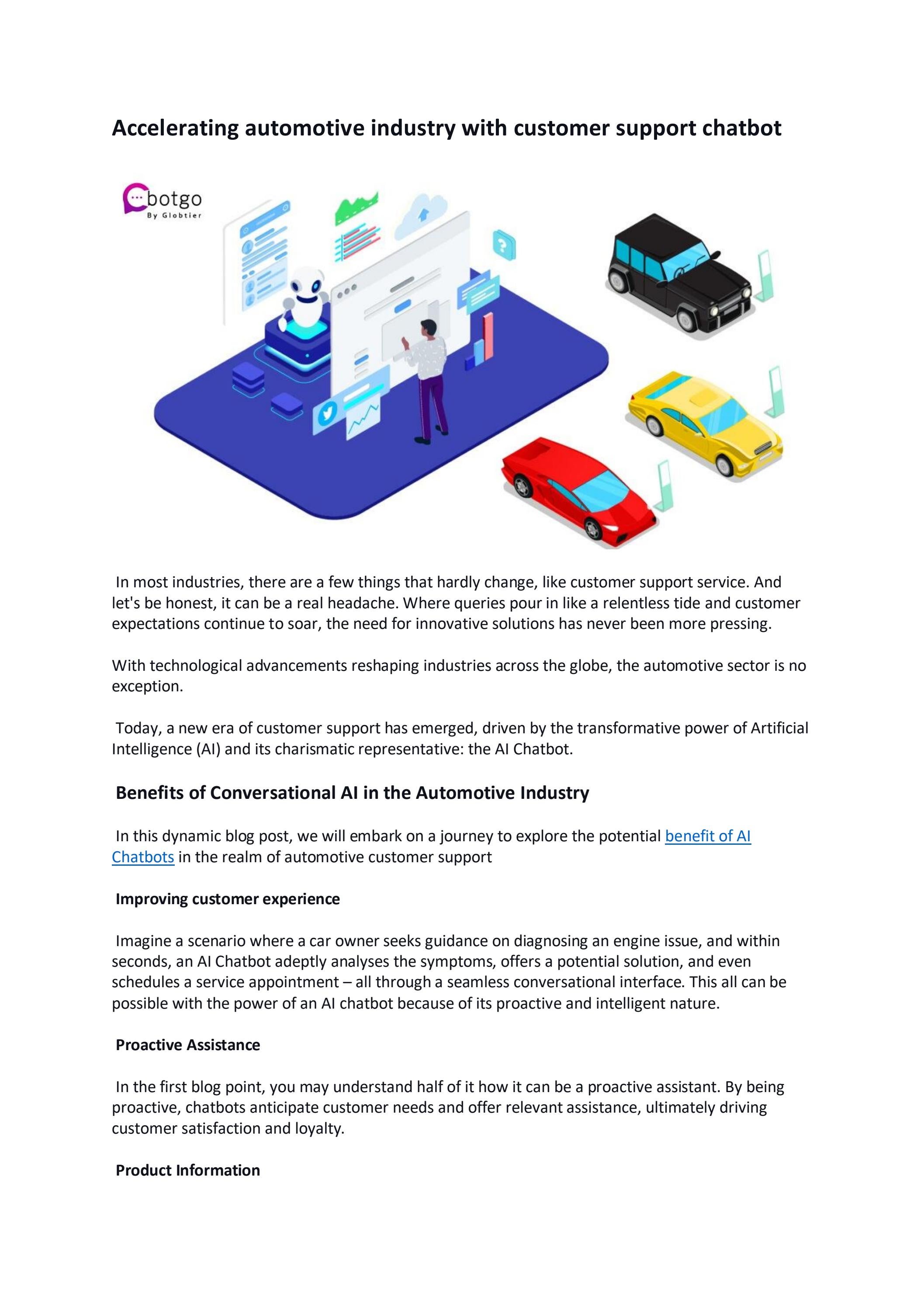Accelerating automotive industry with customer support chatbot by Botgo ...