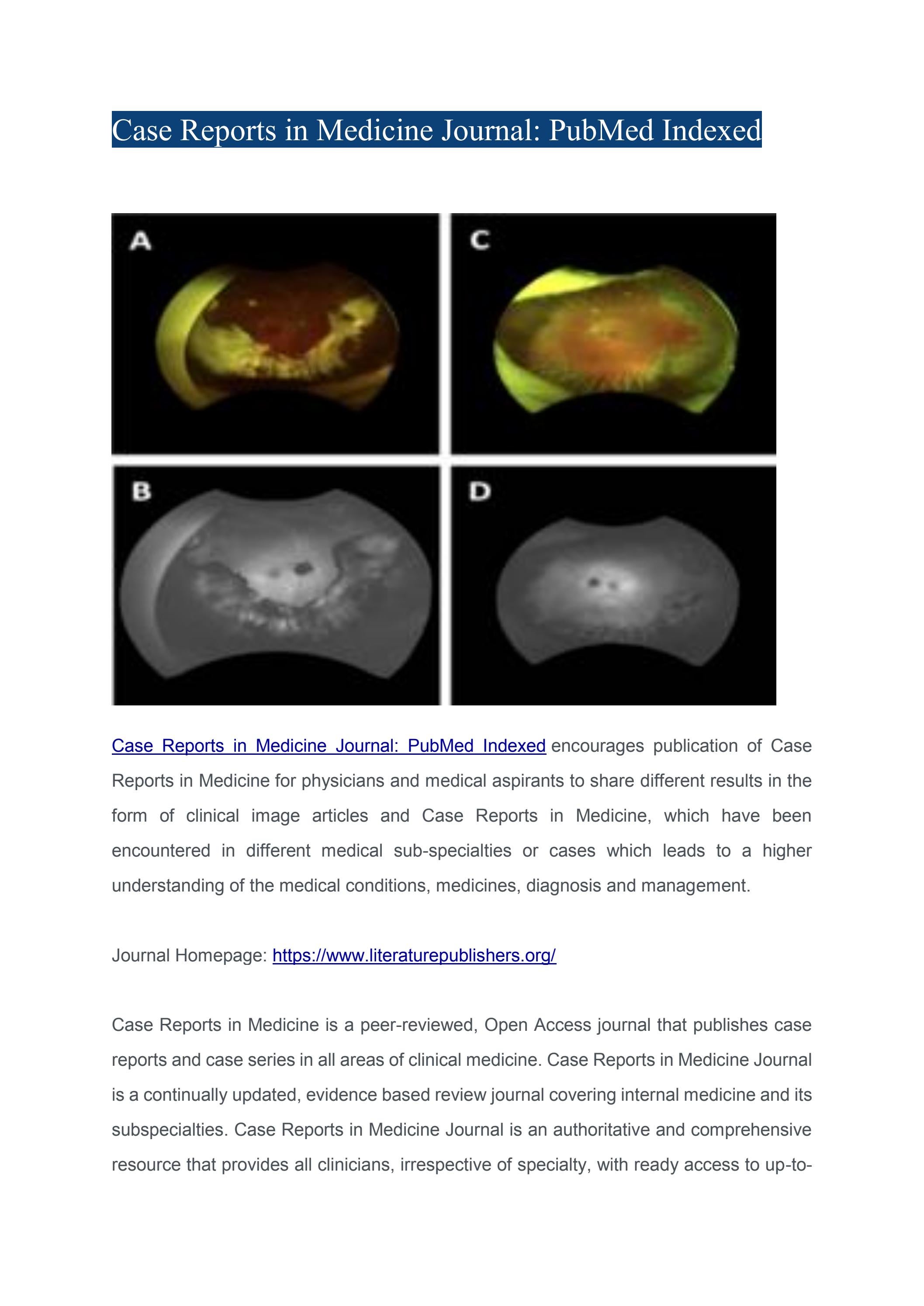 Case Reports in Medicine Journal PubMed Indexed by Literature