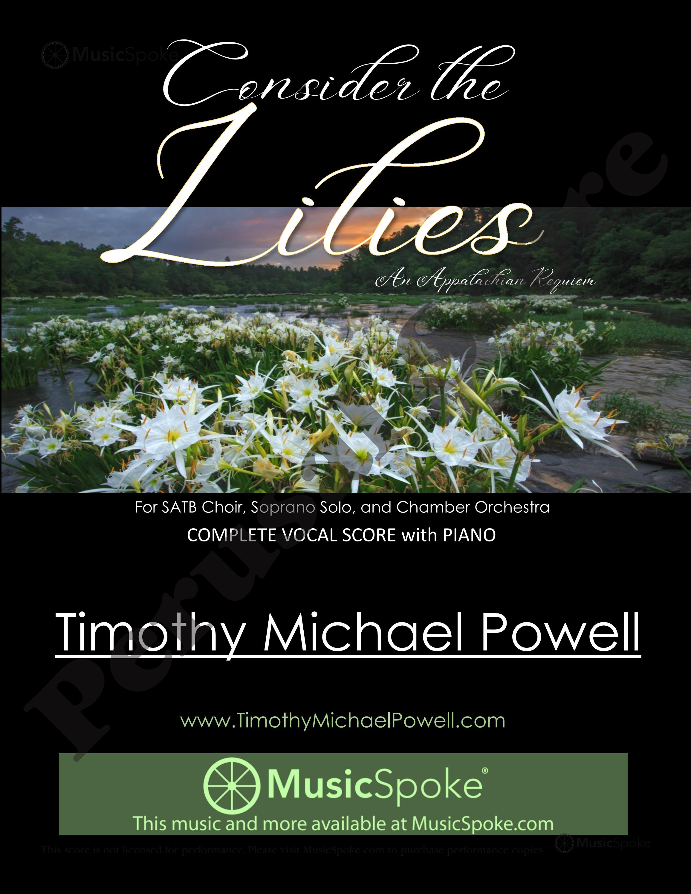 Consider the LiliesAn Appalachian Requiem Piano Vocal Timothy