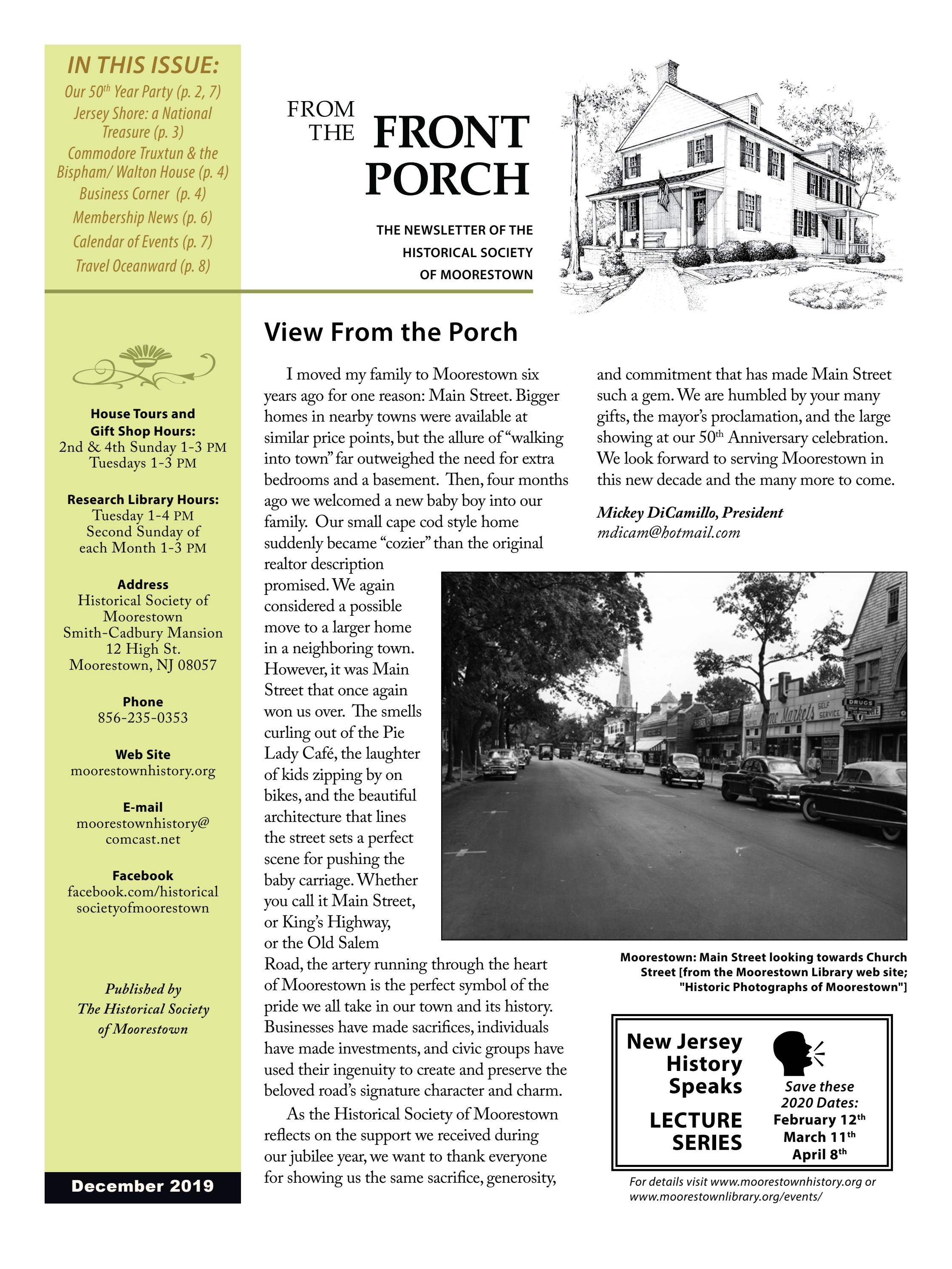 From the Front Porch / Dec. 2019 by Historical Society of Moorestown Issuu