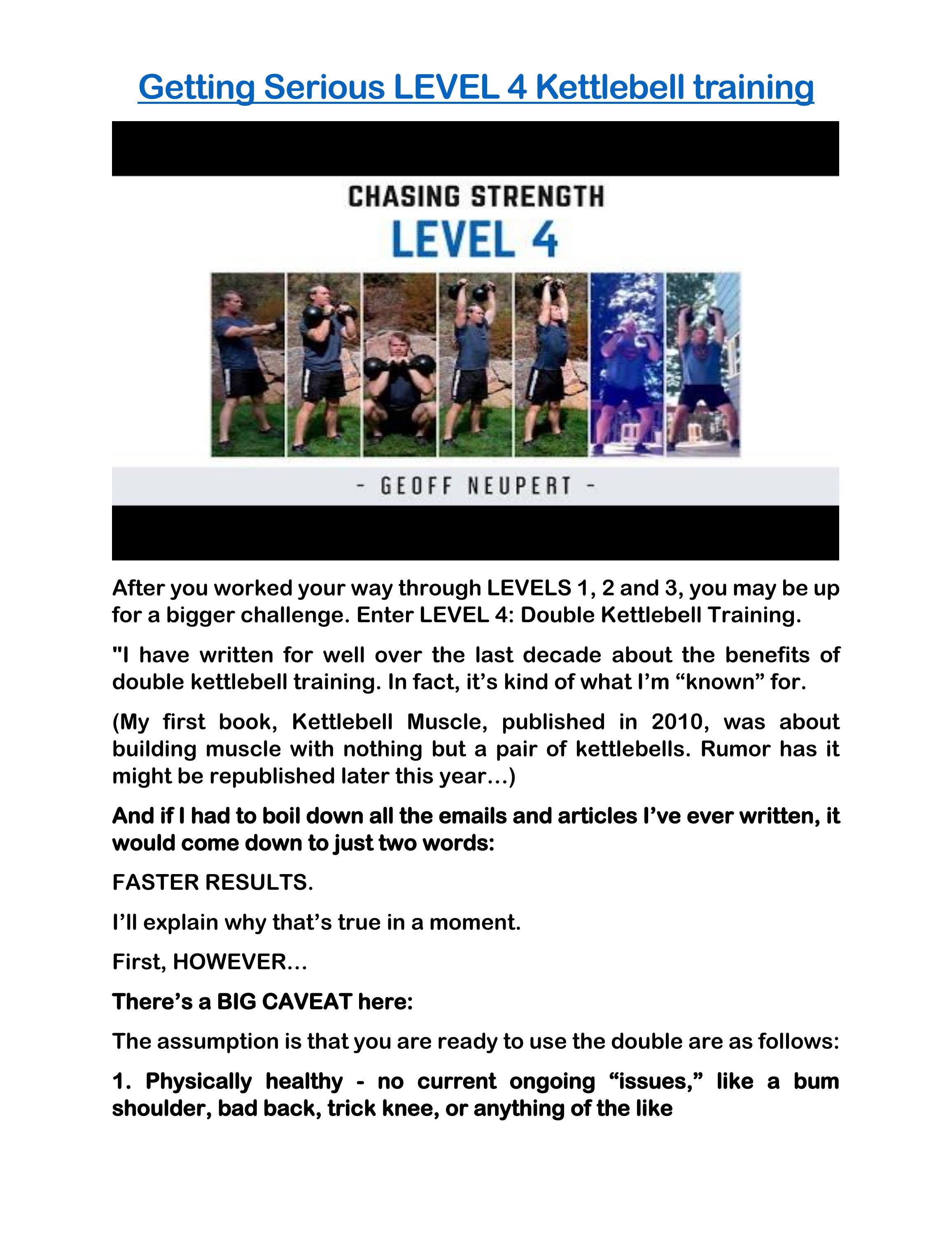 Getting Serious LEVEL 4 Kettlebell training by Geoff Neupert Issuu