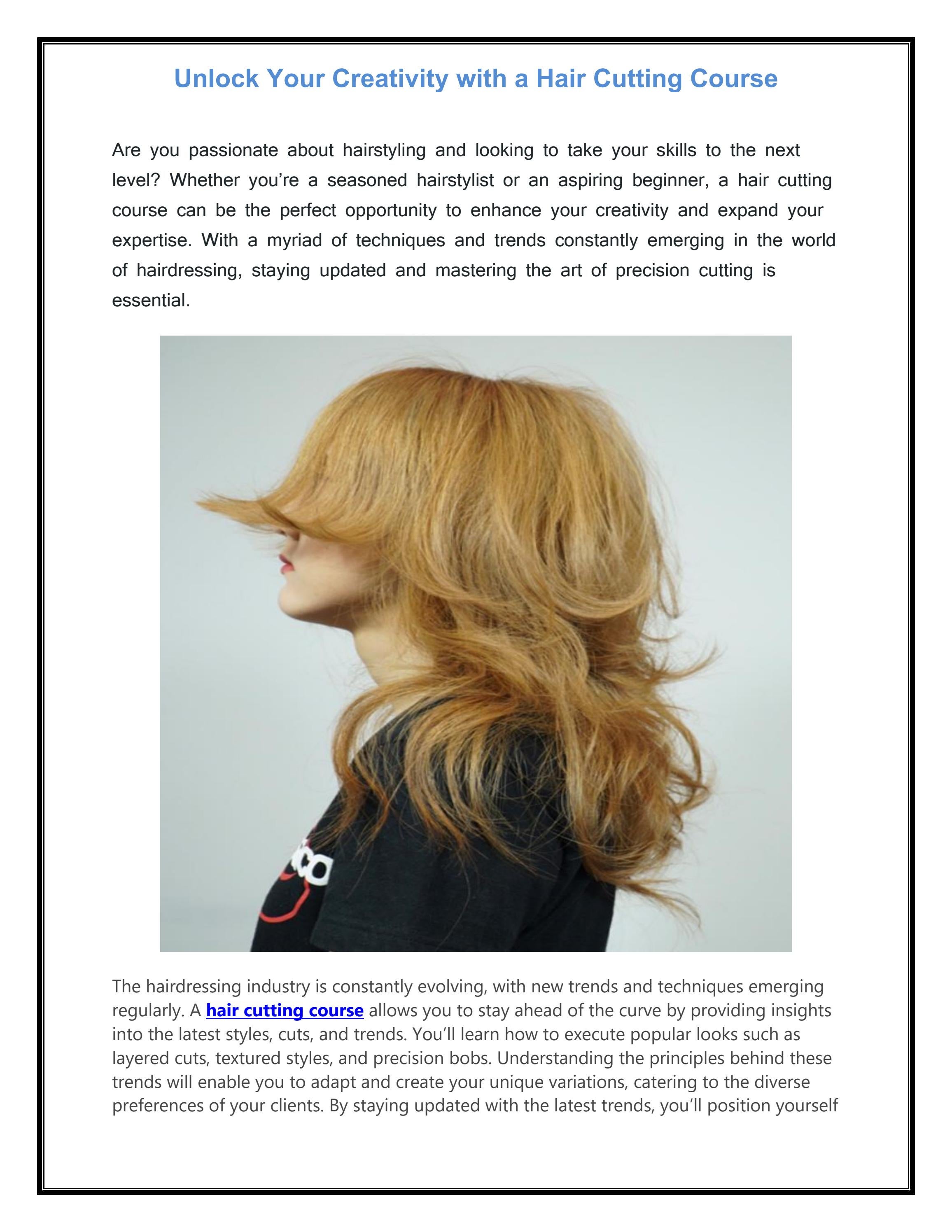 Unlock Your Creativity with a Hair Cutting Course by Sacoeducation Issuu